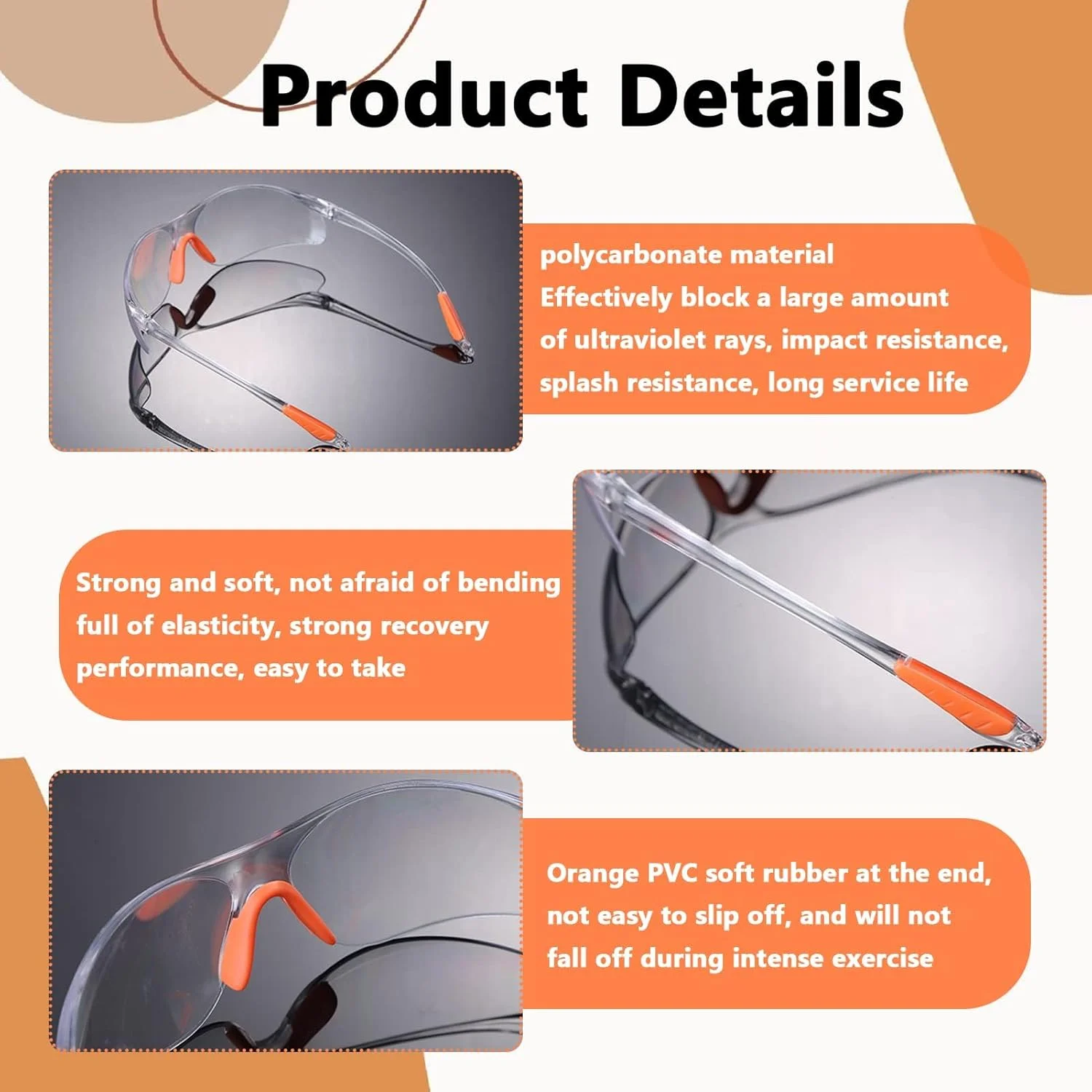 عینک ایمنی شفاف کامپیوتر برای کار، 6 عدد، پوشش ضد خش و ضد مه، محافظت از چشم برای کار با چوب، کار در آزمایشگاه، چمن زنی، تجهیزات کار در حیاط در برابر گرد و غبار عینک ایمنی شفاف کامپیوتر برای کار، 6 عدد، پوشش ضد خش و ضد مه، محافظت از چشم برای کار با چوب، کار در آزمایشگاه، چمن زنی، تجهیزات کار در حیاط در برابر گرد و غبار