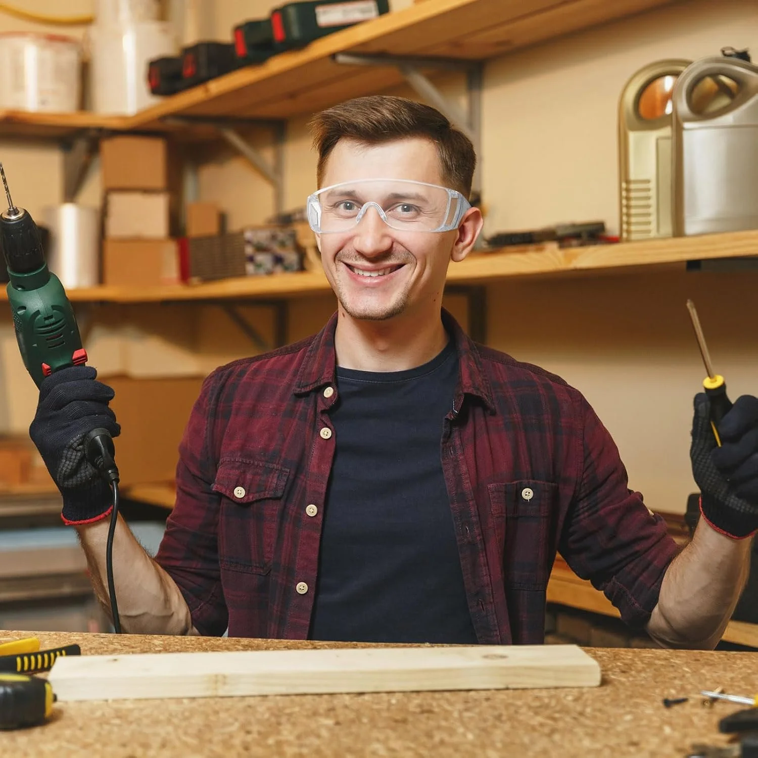 عینک ایمنی YHCG، 8 عدد، عینک محافظ، عینک ایمنی قابل استفاده روی عینک، عینک محافظ، عینک ایمنی ضد مه برای ساخت و ساز آزمایشگاهی فضای باز