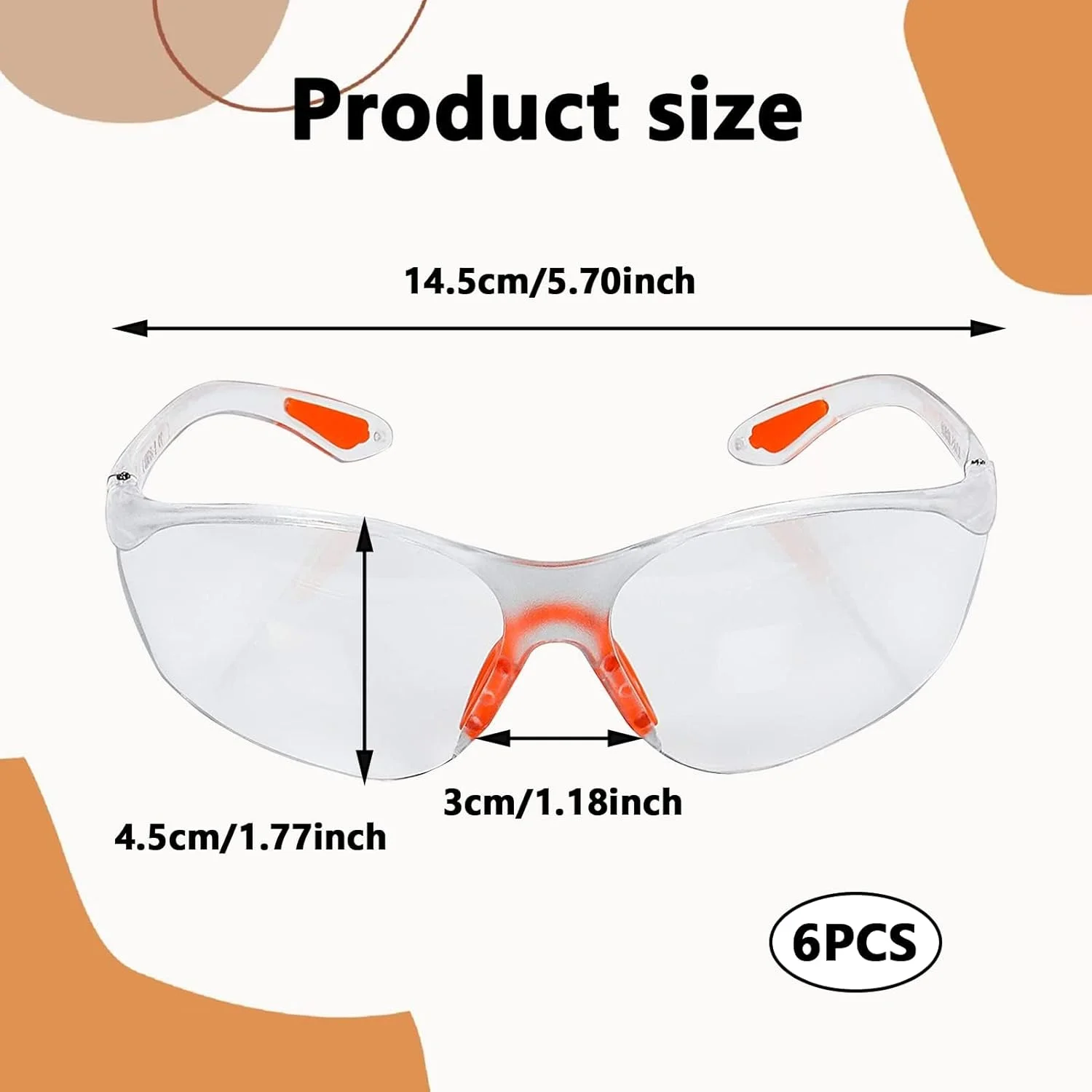 عینک ایمنی شفاف کامپیوتر برای کار، 6 عدد، پوشش ضد خش و ضد مه، محافظت از چشم برای کار با چوب، کار در آزمایشگاه، چمن زنی، تجهیزات کار در حیاط در برابر گرد و غبار عینک ایمنی شفاف کامپیوتر برای کار، 6 عدد، پوشش ضد خش و ضد مه، محافظت از چشم برای کار با چوب، کار در آزمایشگاه، چمن زنی، تجهیزات کار در حیاط در برابر گرد و غبار