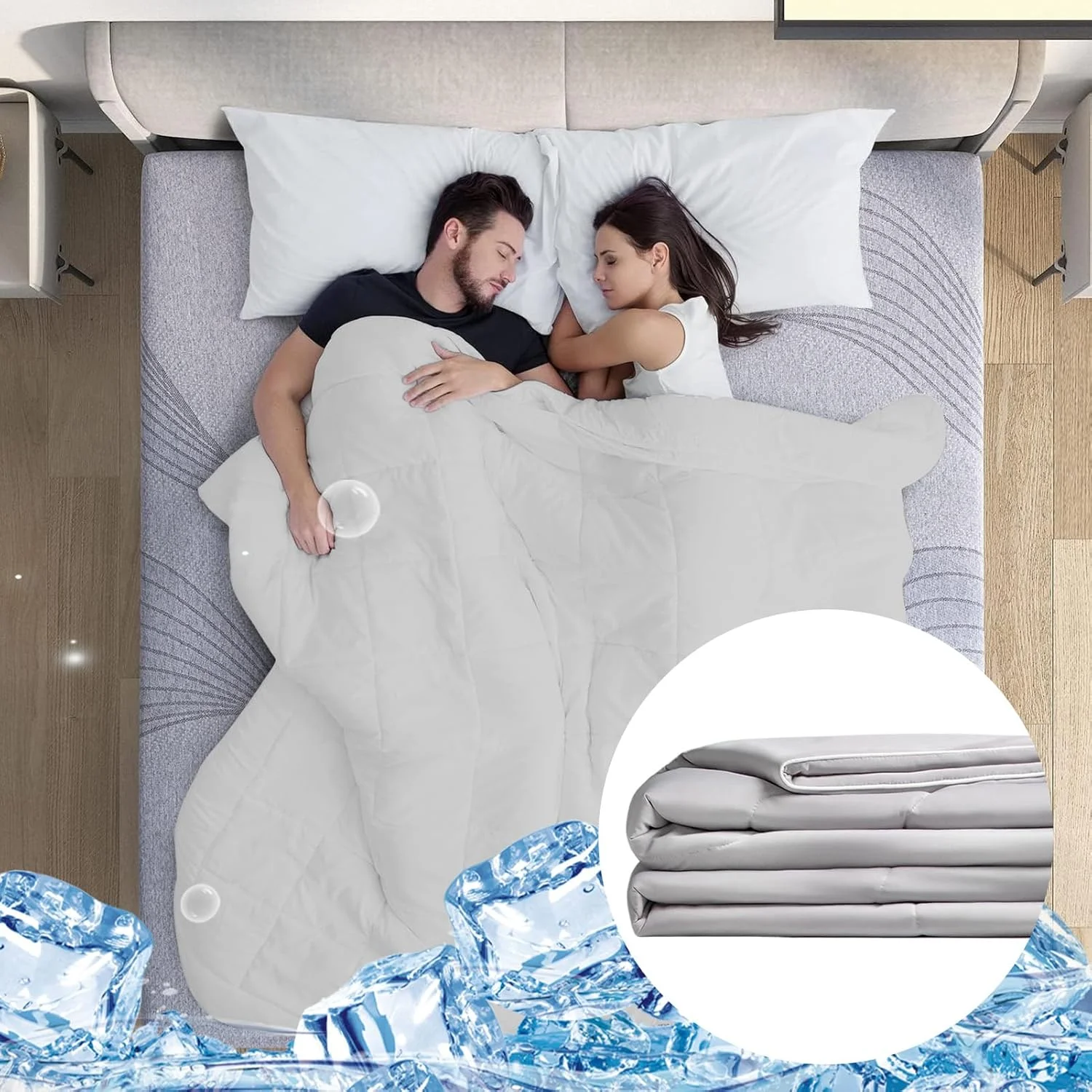پتوی خنک کننده - پتوی سبک وزن تختخواب - روکش راحت و تنفسی برای هوای گرم، خوابگاه، منزل، مردان، زنان، تخت، مبل، خواب