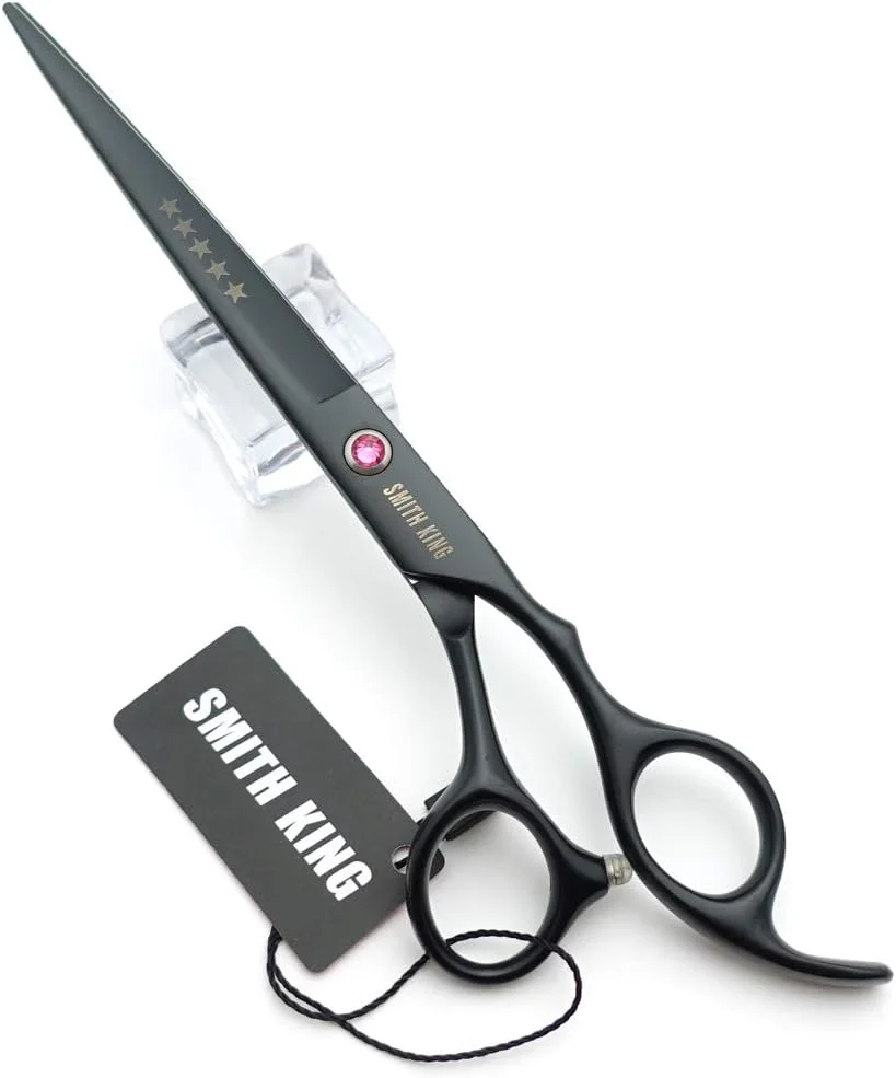 ست قیچی آرایشگری اسمیت کینگ 7.0 اینچ شامل قیچی کوتاهی مو و قیچی پیتاژ به همراه شانه و تیغ در یک مجموعه (مشکی)
