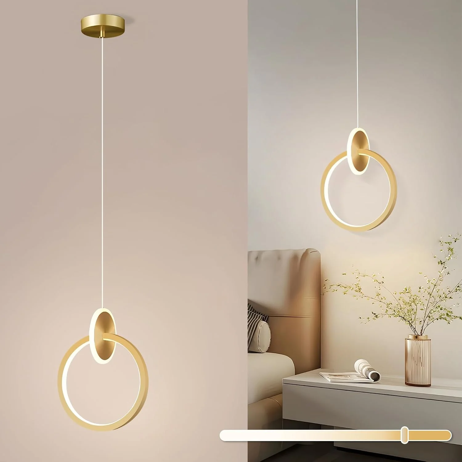 چراغ آویز سقفی مدرن LED یاتای، 14 وات با ارتفاع قابل تنظیم و نورپردازی سه رنگ، چراغ آویز گرد آلومینیومی طلایی و اکریلیک برای اتاق ناهارخوری، آشپزخانه، اتاق خواب چراغ آویز سقفی مدرن LED یاتای، 14 وات با ارتفاع قابل تنظیم و نورپردازی سه رنگ، چراغ آویز گرد آلومینیومی طلایی و اکریلیک برای اتاق ناهارخوری، آشپزخانه، اتاق خواب