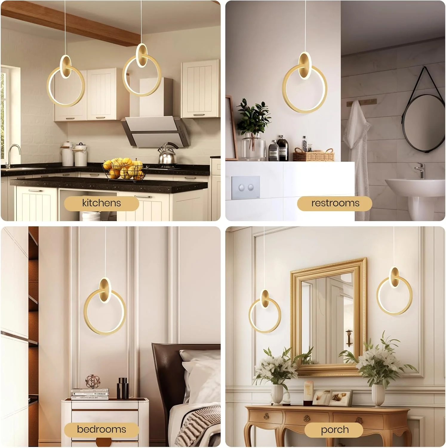 چراغ آویز سقفی مدرن LED یاتای، 14 وات با ارتفاع قابل تنظیم و نورپردازی سه رنگ، چراغ آویز گرد آلومینیومی طلایی و اکریلیک برای اتاق ناهارخوری، آشپزخانه، اتاق خواب چراغ آویز سقفی مدرن LED یاتای، 14 وات با ارتفاع قابل تنظیم و نورپردازی سه رنگ، چراغ آویز گرد آلومینیومی طلایی و اکریلیک برای اتاق ناهارخوری، آشپزخانه، اتاق خواب