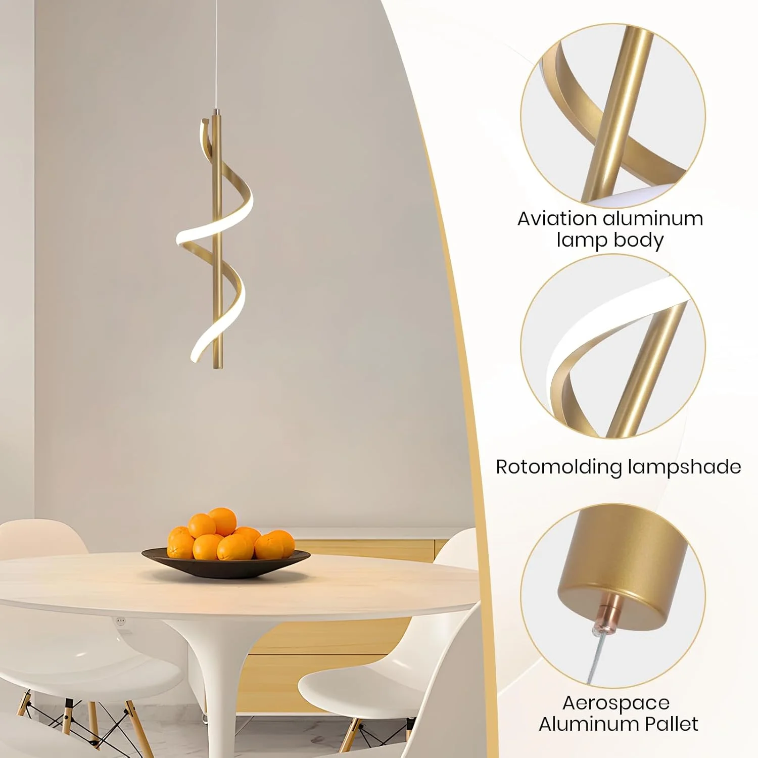 چراغ آویز طلایی مدرن YATAI، ارتفاع قابل تنظیم 120 سانتی متر، ال ای دی 13 وات، سه رنگ قابل تنظیم (3000K-6000K)، نصب نیمه فرورفته سقفی آلومینیومی و اکریلیک برای غذاخوری، آشپزخانه، کنار تخت چراغ آویز طلایی مدرن YATAI، ارتفاع قابل تنظیم 120 سانتی متر، ال ای دی 13 وات، سه رنگ قابل تنظیم (3000K-6000K)، نصب نیمه فرورفته سقفی آلومینیومی و اکریلیک برای غذاخوری، آشپزخانه، کنار تخت