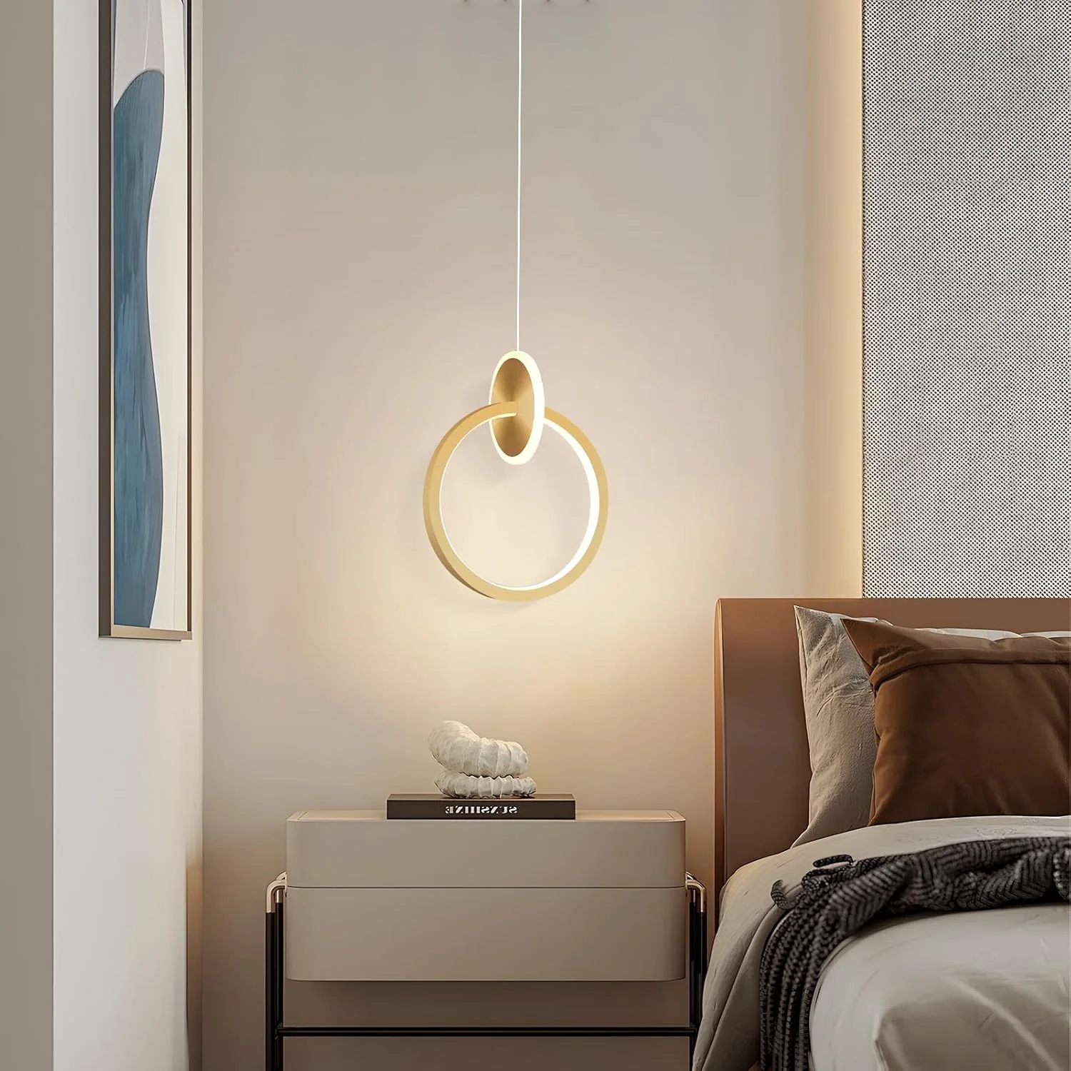 چراغ آویز سقفی مدرن LED یاتای، 14 وات با ارتفاع قابل تنظیم و نورپردازی سه رنگ، چراغ آویز گرد آلومینیومی طلایی و اکریلیک برای اتاق ناهارخوری، آشپزخانه، اتاق خواب چراغ آویز سقفی مدرن LED یاتای، 14 وات با ارتفاع قابل تنظیم و نورپردازی سه رنگ، چراغ آویز گرد آلومینیومی طلایی و اکریلیک برای اتاق ناهارخوری، آشپزخانه، اتاق خواب