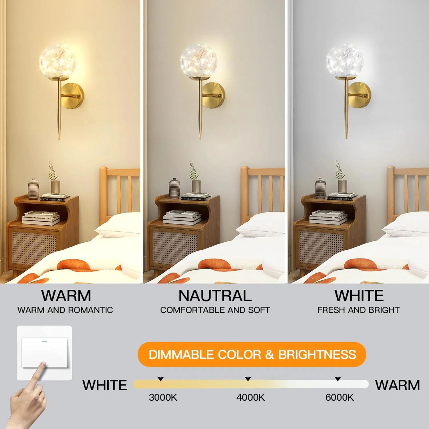 چراغ دیواری LED مدرن YATAI، چراغ دیواری اتاق خواب راهرو، چراغ دیواری کنار تخت با سایه شیشه ای، چراغ اتاق خواب نشیمن راهرو راه پله، 6 وات چراغ دیواری LED مدرن YATAI، چراغ دیواری اتاق خواب راهرو، چراغ دیواری کنار تخت با سایه شیشه ای، چراغ اتاق خواب نشیمن راهرو راه پله، 6 وات