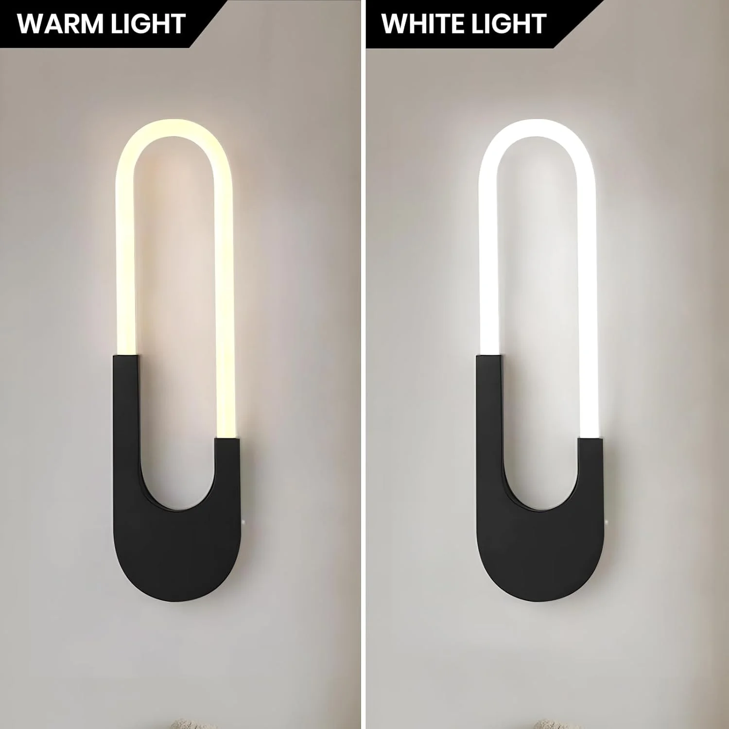 چراغ دیواری ال ای دی مدرن و مینیمال یاتای، 10 وات، مشکی، اکریلیک و فلزی، چراغ دیواری سه رنگ قابل تنظیم برای اتاق خواب، اتاق غذاخوری، راهرو، کنار تخت، 3000-6000K