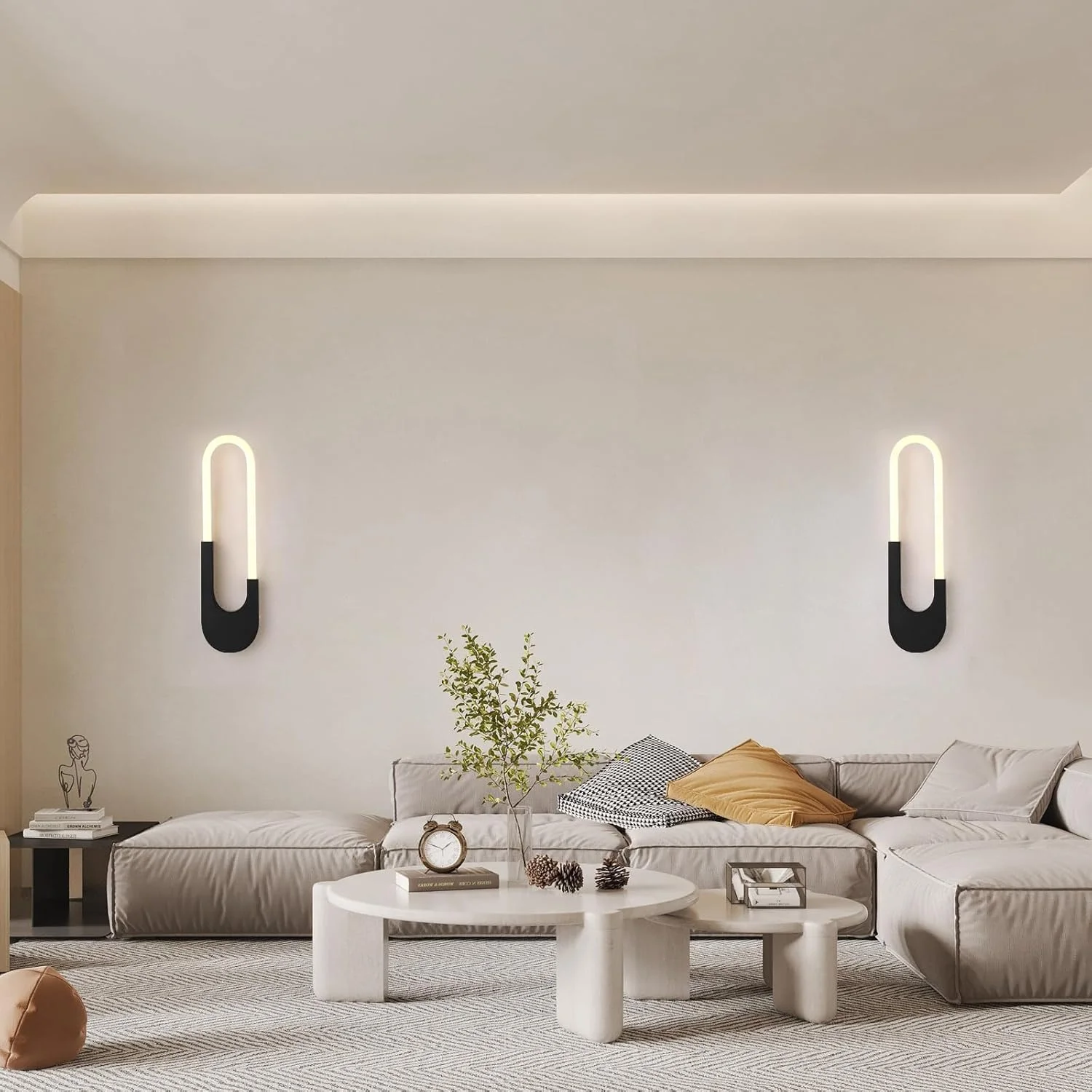 چراغ دیواری ال ای دی مدرن و مینیمال یاتای، 10 وات، مشکی، اکریلیک و فلزی، چراغ دیواری سه رنگ قابل تنظیم برای اتاق خواب، اتاق غذاخوری، راهرو، کنار تخت، 3000-6000K