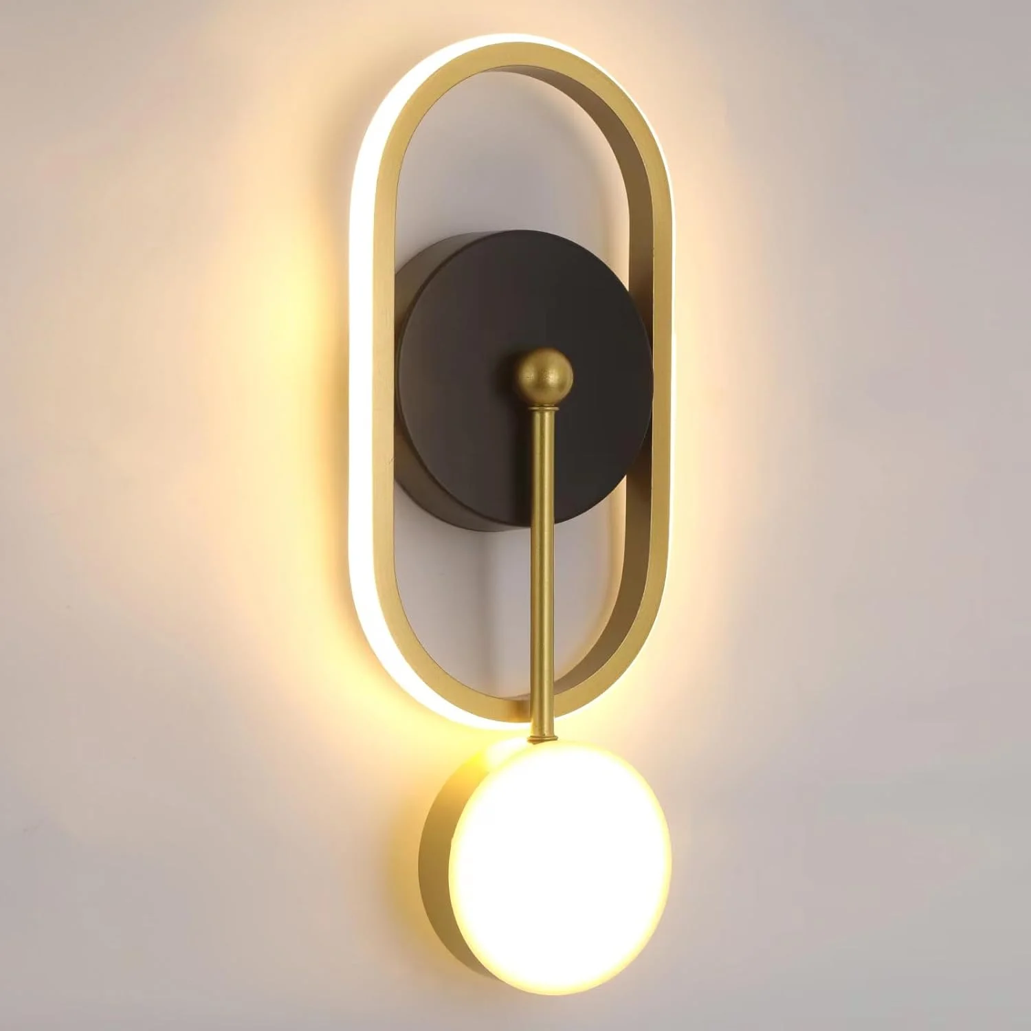 چراغ دیواری مدرن اتاق خواب YT YATAI LIGHTING، چراغ دیواری طلایی رترو کلاسیک LED، چراغ دیواری اکریلیک دیمر دار برای اتاق نشیمن، راهرو، اتاق خواب، راه پله، 19 وات