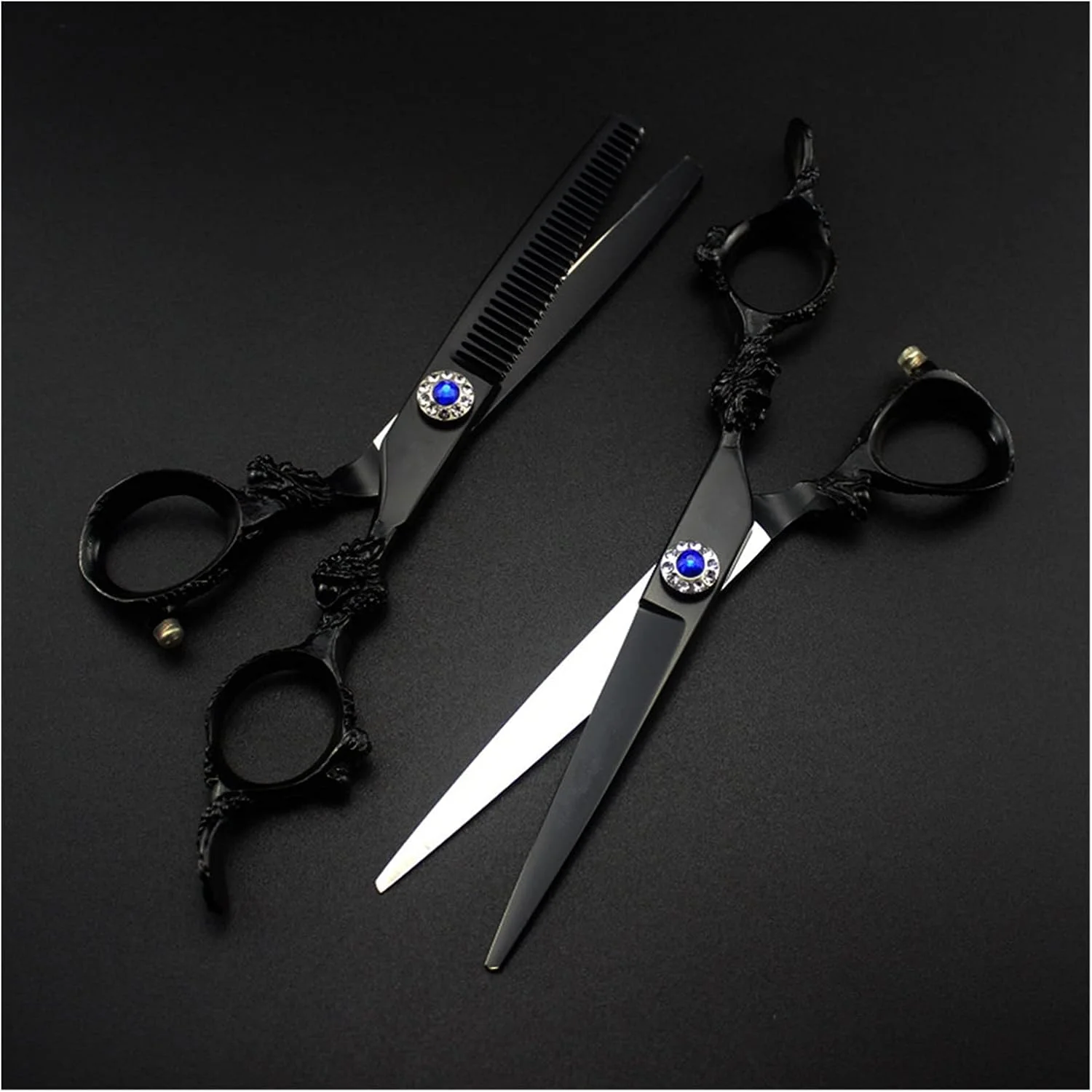 Shears For Hair Cutting 6 Inch Black Barber Scissors, Flat Cut, Thin Cut, Beauty Scissors, Hairdressing Scissors, Hair Salon Hair Cutting Kit-Set Shears For Hair Cutting 6 Inch Black Barber Scissors, Flat Cut, Thin Cut, Beauty Scissors, Hairdressing Scissors, Hair Salon Hair Cutting Kit-Set