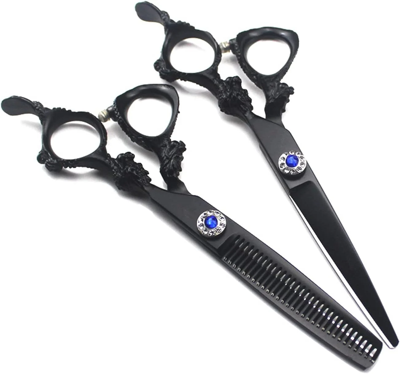 Shears For Hair Cutting 6 Inch Black Barber Scissors, Flat Cut, Thin Cut, Beauty Scissors, Hairdressing Scissors, Hair Salon Hair Cutting Kit-Set Shears For Hair Cutting 6 Inch Black Barber Scissors, Flat Cut, Thin Cut, Beauty Scissors, Hairdressing Scissors, Hair Salon Hair Cutting Kit-Set