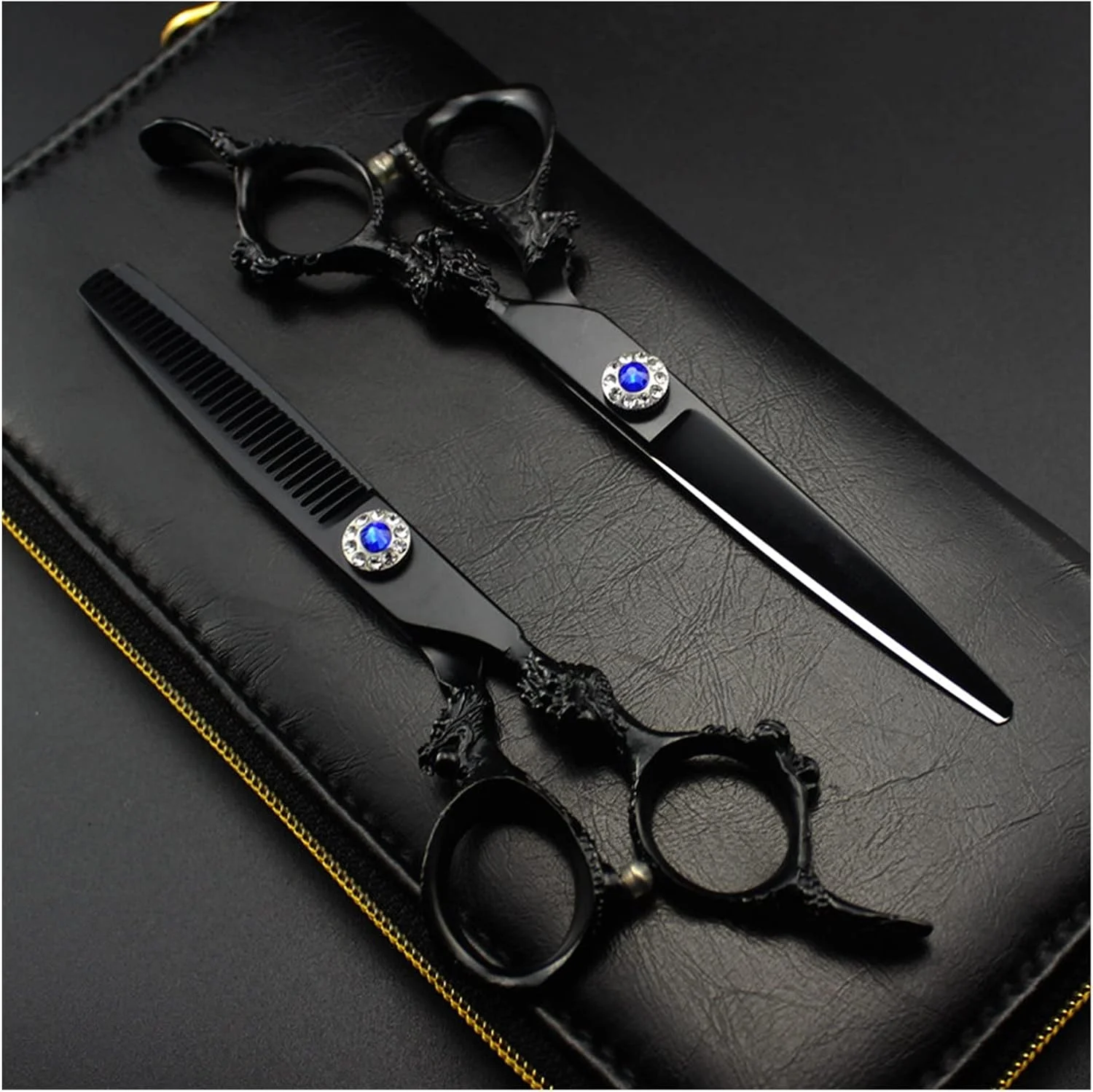 Shears For Hair Cutting 6 Inch Black Barber Scissors, Flat Cut, Thin Cut, Beauty Scissors, Hairdressing Scissors, Hair Salon Hair Cutting Kit-Set Shears For Hair Cutting 6 Inch Black Barber Scissors, Flat Cut, Thin Cut, Beauty Scissors, Hairdressing Scissors, Hair Salon Hair Cutting Kit-Set