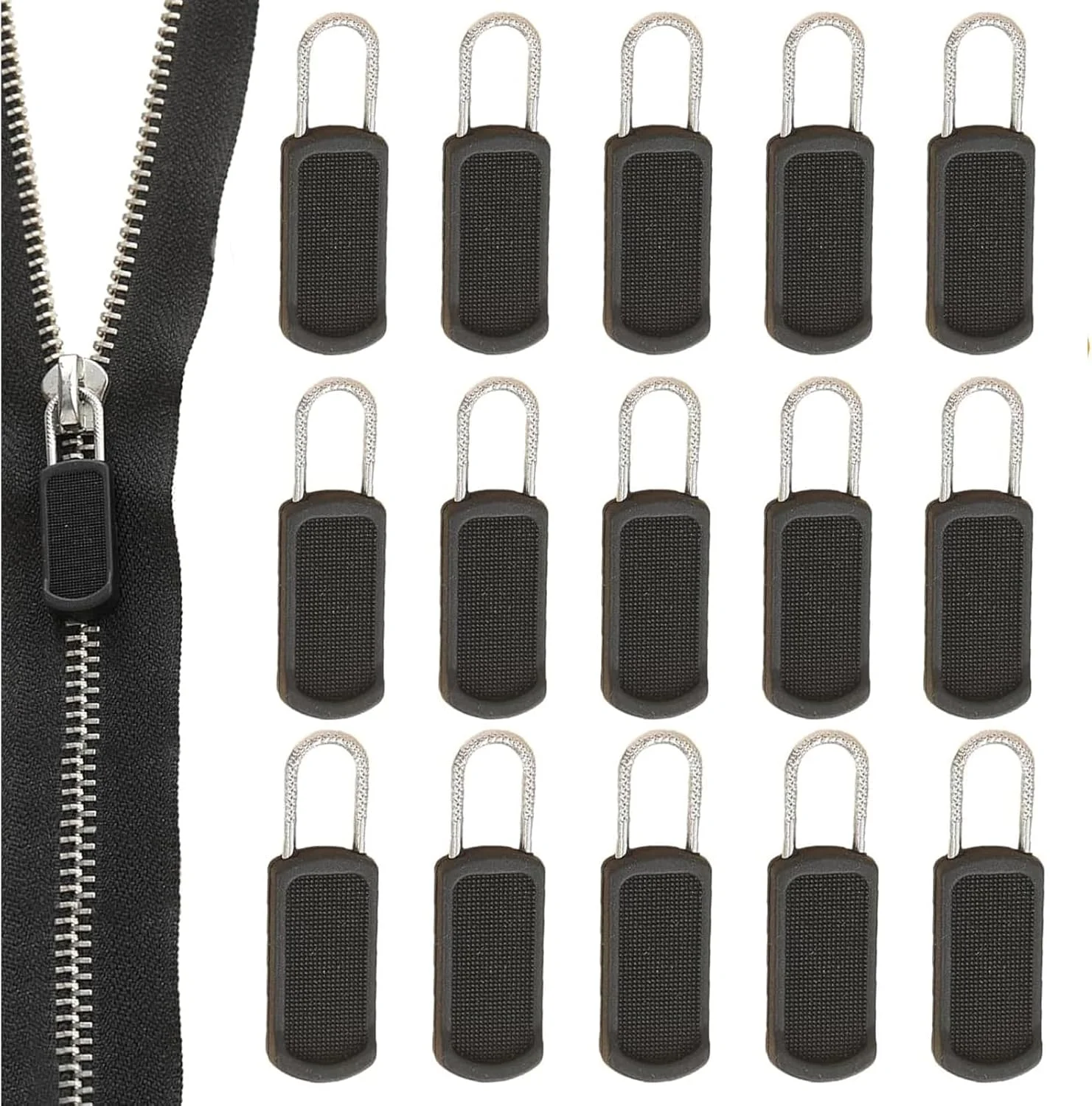 مجموعه 15 عددی جایگزین زیپ ARROMI، کیت تعمیر زیپ، جایگزین زیپ برای زیپ، چمدان، چکمه، کوله پشتی ژاکت، زیپ کش (مشکی)