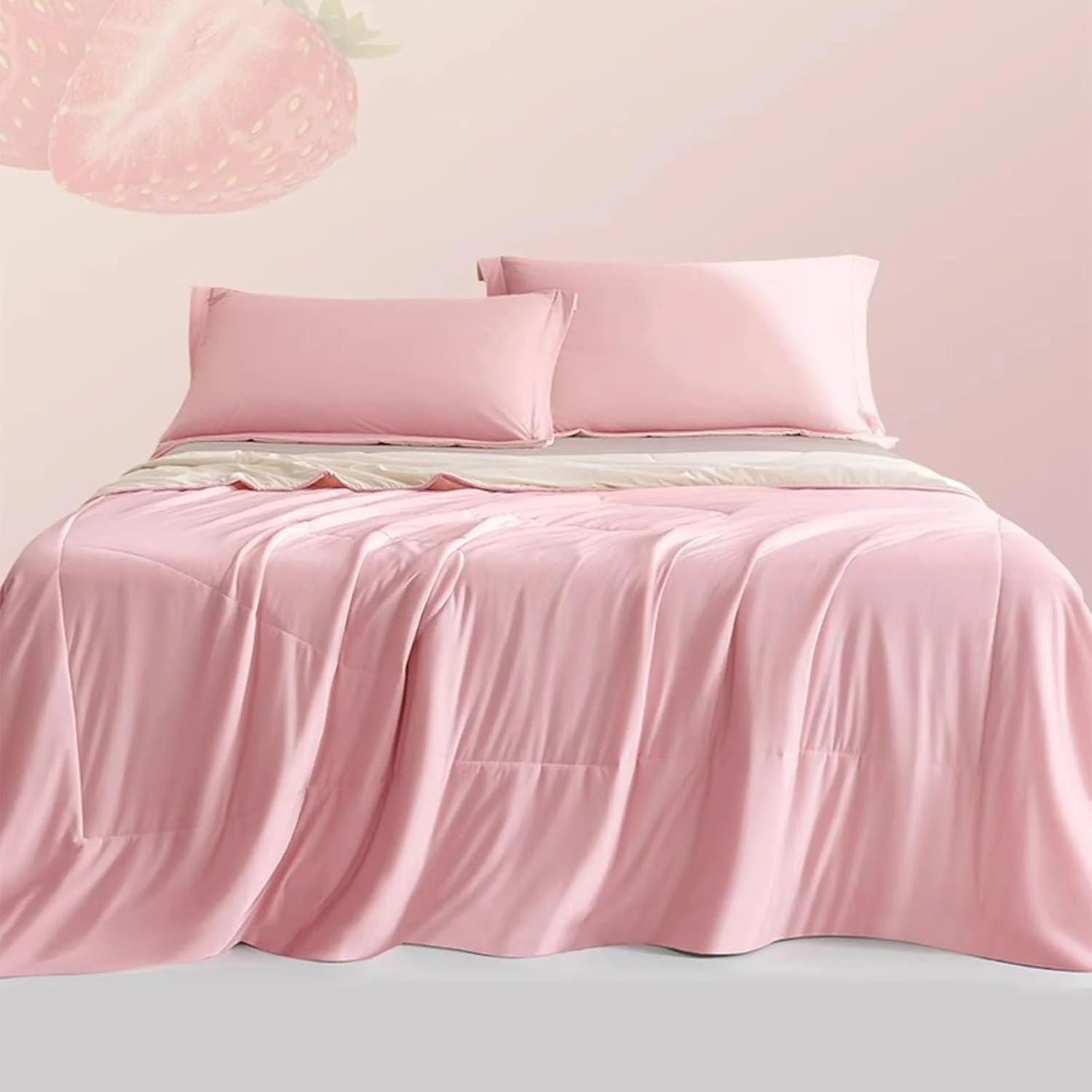 لحاف خنک کننده برای افراد گرمایی سایز دو نفره/کوئین، پتو سبک و تنفسی، لحاف خنک کننده نرم مناسب تمام فصول برای خواب راحت و خنک ماندن در تمام طول شب (صورتی 180x220 سانتی متر)