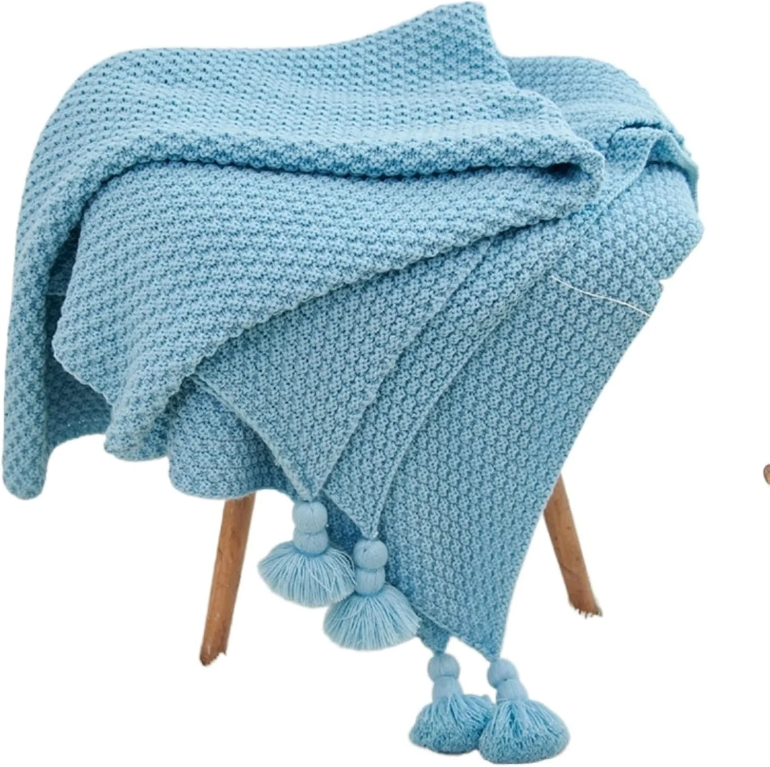 پتو WMGSDWB، پتوهای بافتنی برای تخت، روکش مبل، روتختی، پتوی ضد پرز، پتوی چهارخانه رنگ ثابت با دکور (Hortel, 130x170cm)