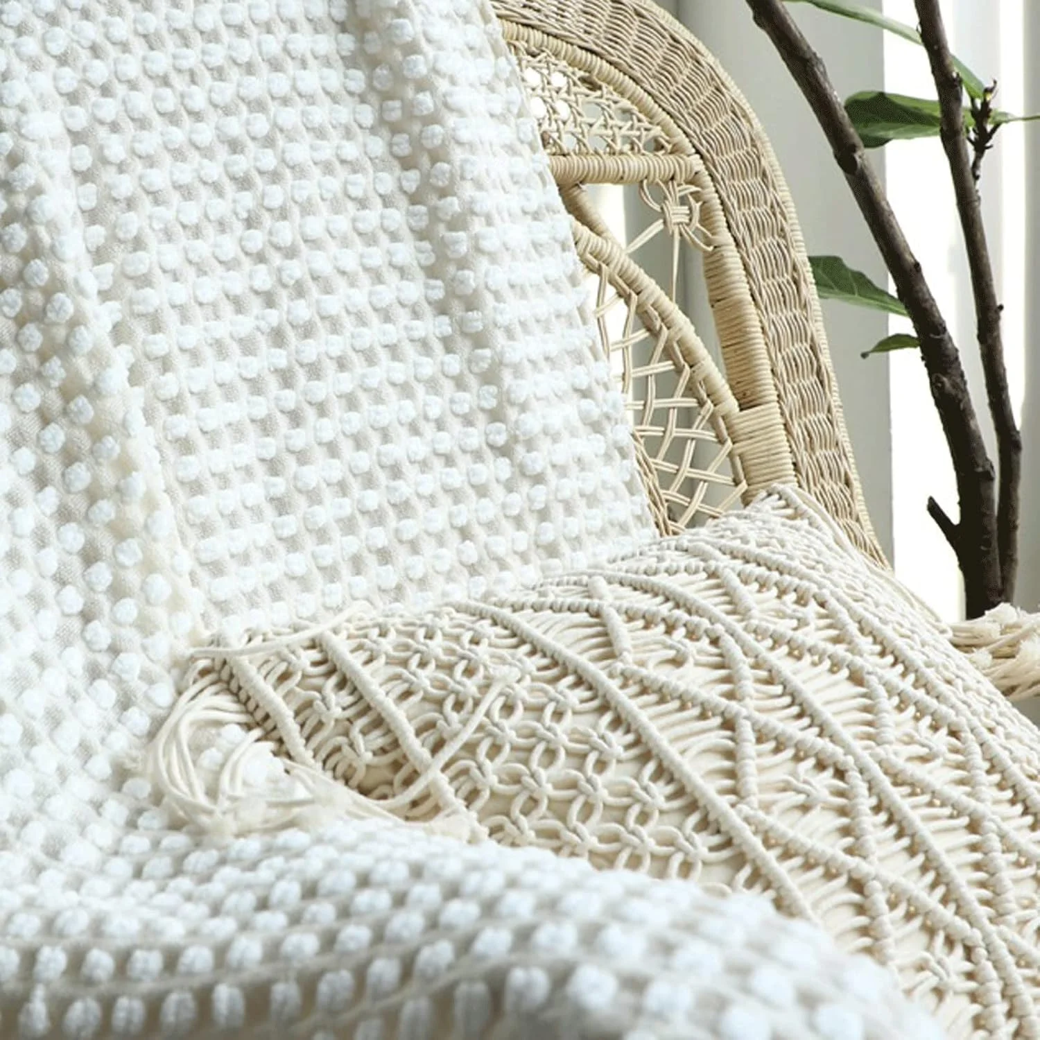 WMGSDWB Blankets White Blankets Throws Soft Comfortable Knitted Shawl Sofa Blanket Bed End Cover Travel Hotel Decorative Bedspread(127x170cm)