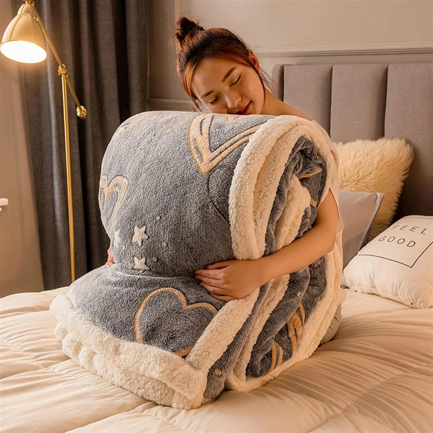 WMGSDWB Blankets Winter Thickened Warm Soft Single Double Couple Blanket Home Beds Comforter Duvet Cover Blanket