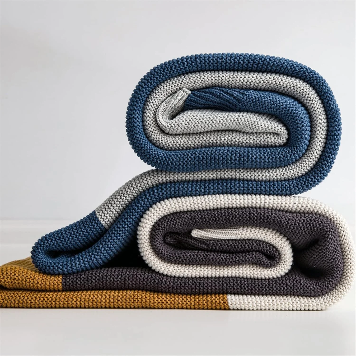 پتوهای طرح دار بافتنی رنگی WMGSDWB، پتوی تزئینی منزل، مبل، تخت خواب، پتوهای نرم و لطیف، پتو گرم مناسب چرت زدن در اداره (Hortelé)