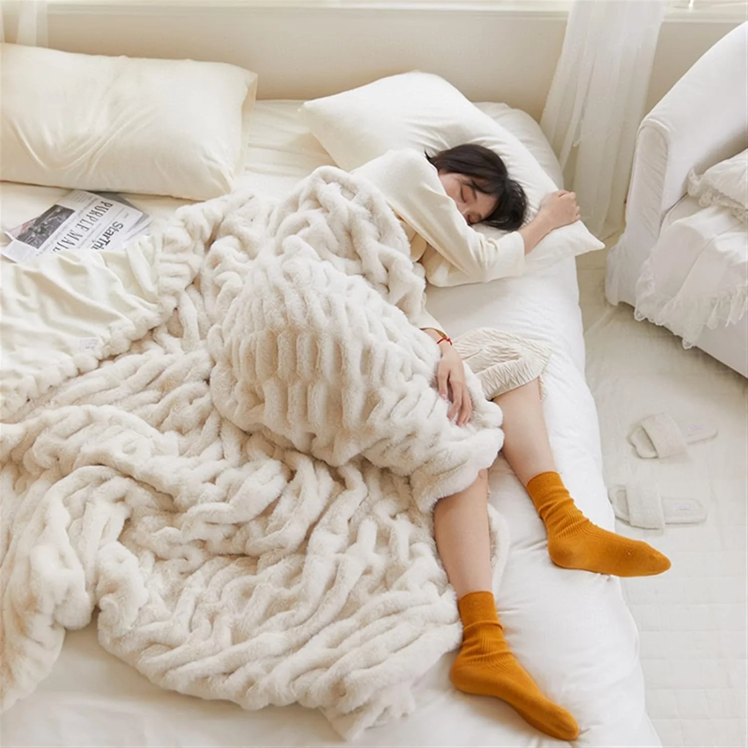 پتوهای نرم خز مصنوعی WMGSDWB، پتوهای پشمی برگشت پذیر برای مبل، صندلی، اتاق نشیمن، دکوراسیون منزل (150x200 سانتی متر) پتوهای نرم خز مصنوعی WMGSDWB، پتوهای پشمی برگشت پذیر برای مبل، صندلی، اتاق نشیمن، دکوراسیون منزل (150x200 سانتی متر)