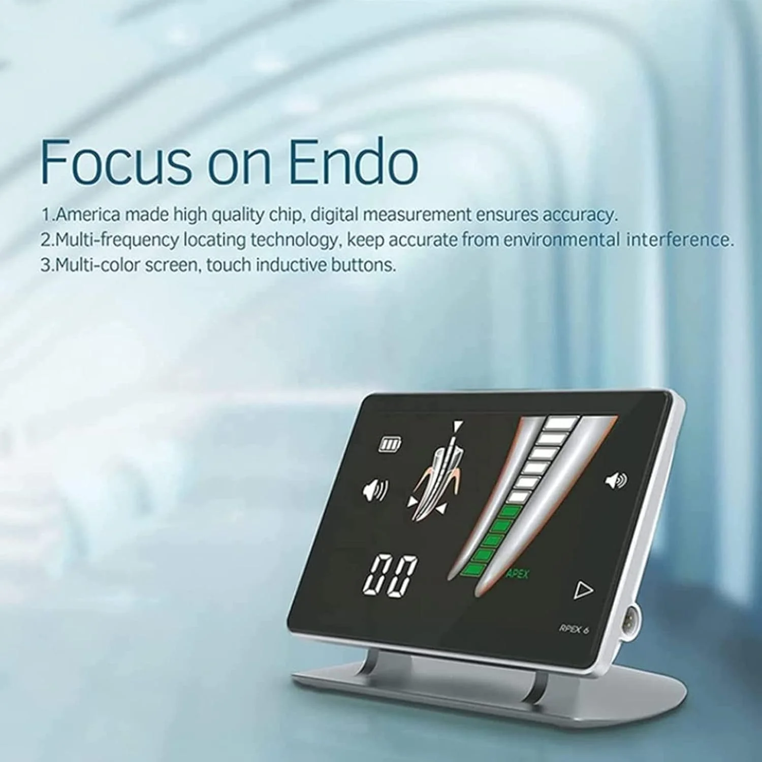 اپکس لوکیتور دندانپزشکی اندودنتیک، یابنده کانال ریشه با صفحه نمایش ال سی دی 4.5 اینچی، ابزار اندازه گیری اپیکال دندان با صفحه نمایش رنگی، مناسب برای آزمایشگاه های کلینیک دندانپزشکی
