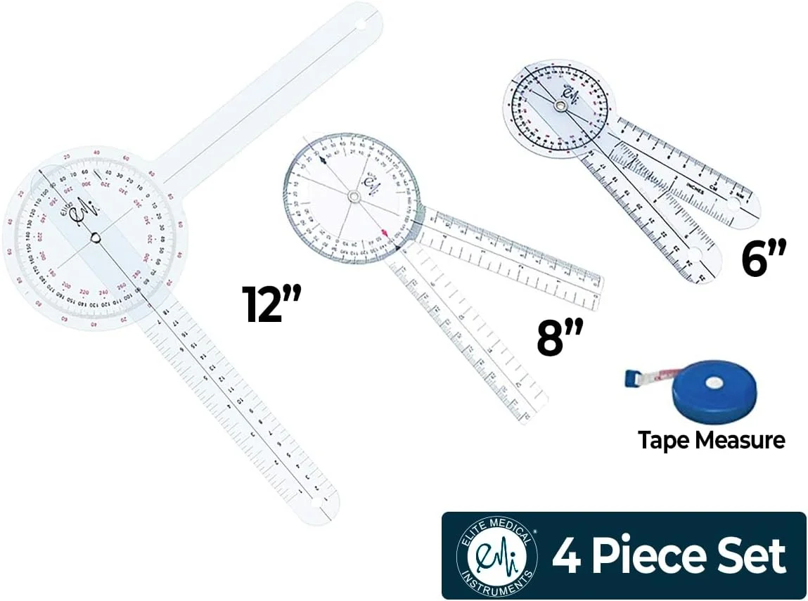 مجموعه 4 عددی گونیومتر ابزار پزشکی الیت مدل EMI EGM-429TM - 12 اینچ، 8 اینچ، 6 اینچ و متر نواری