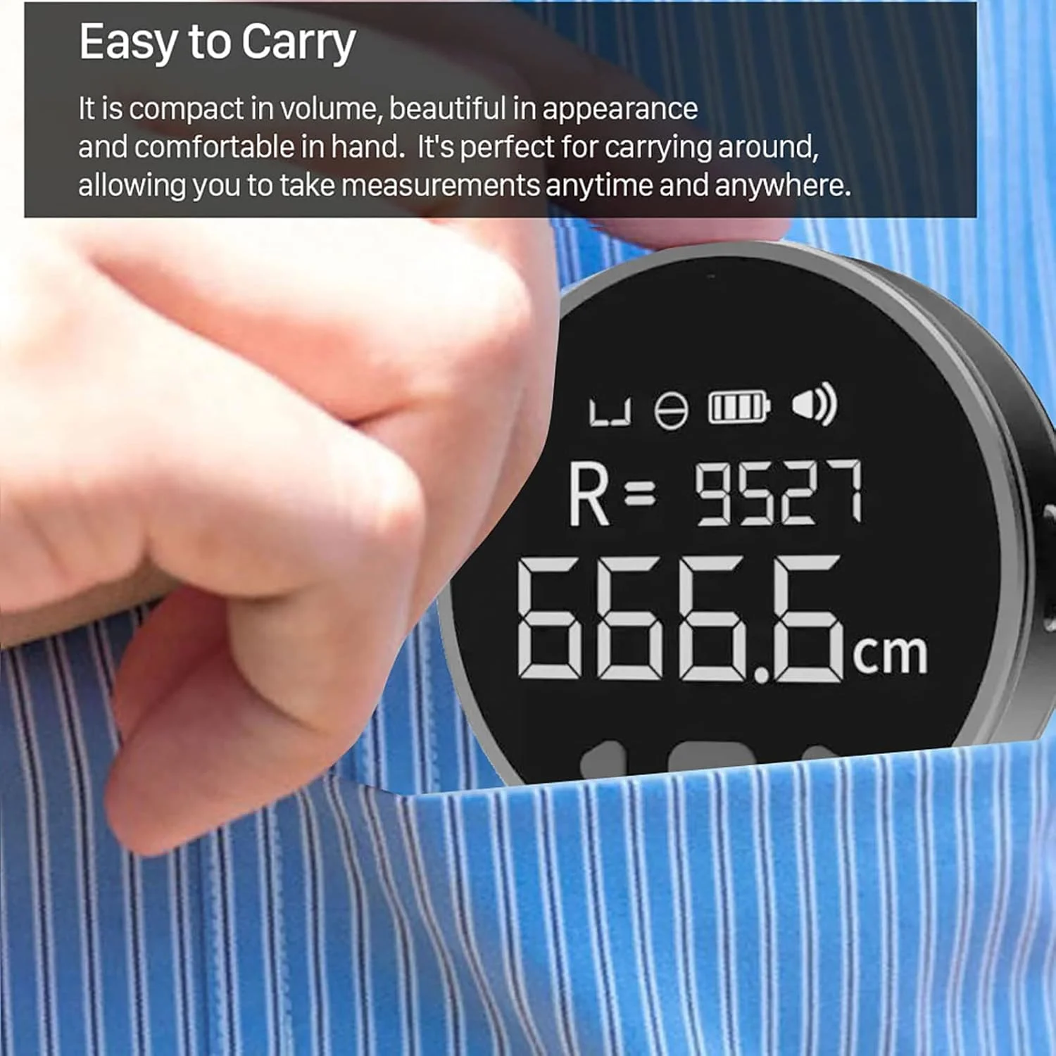 متر نواری دیجیتال، ابزار الکترونیکی LCD، عملکرد جمع/تفریق مسافت تا 99 متر، قابل استفاده برای اندازه گیری سطوح گرد/منحنی/انعطاف پذیر/اجسام نامنظم