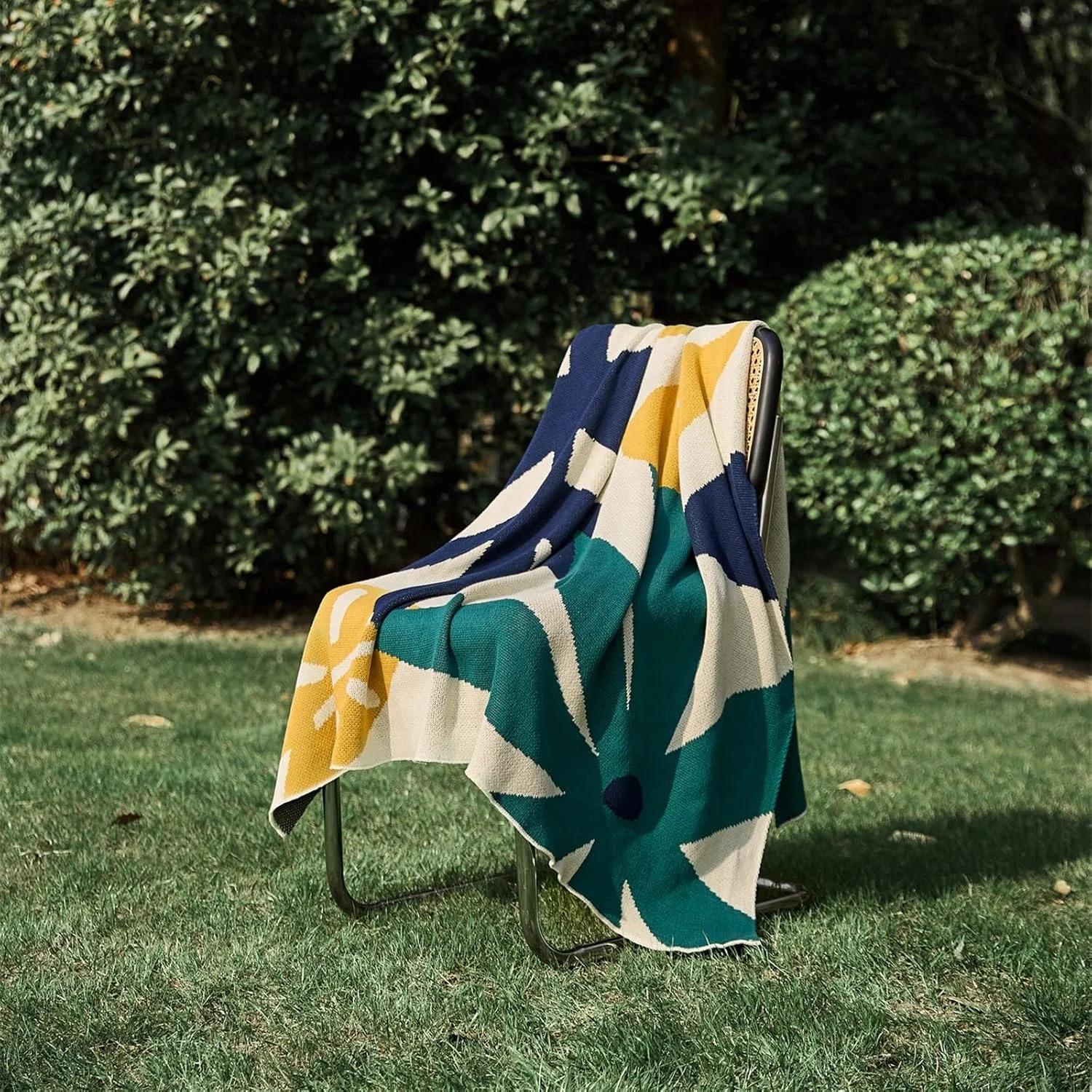 پتو بافتنی ژاکارد طرح برگ WMGSDWB، پتو نرم و کرکی با طراحی پنبه ای مناسب برای مبل اتاق نشیمن و تخت خواب (Dawn)