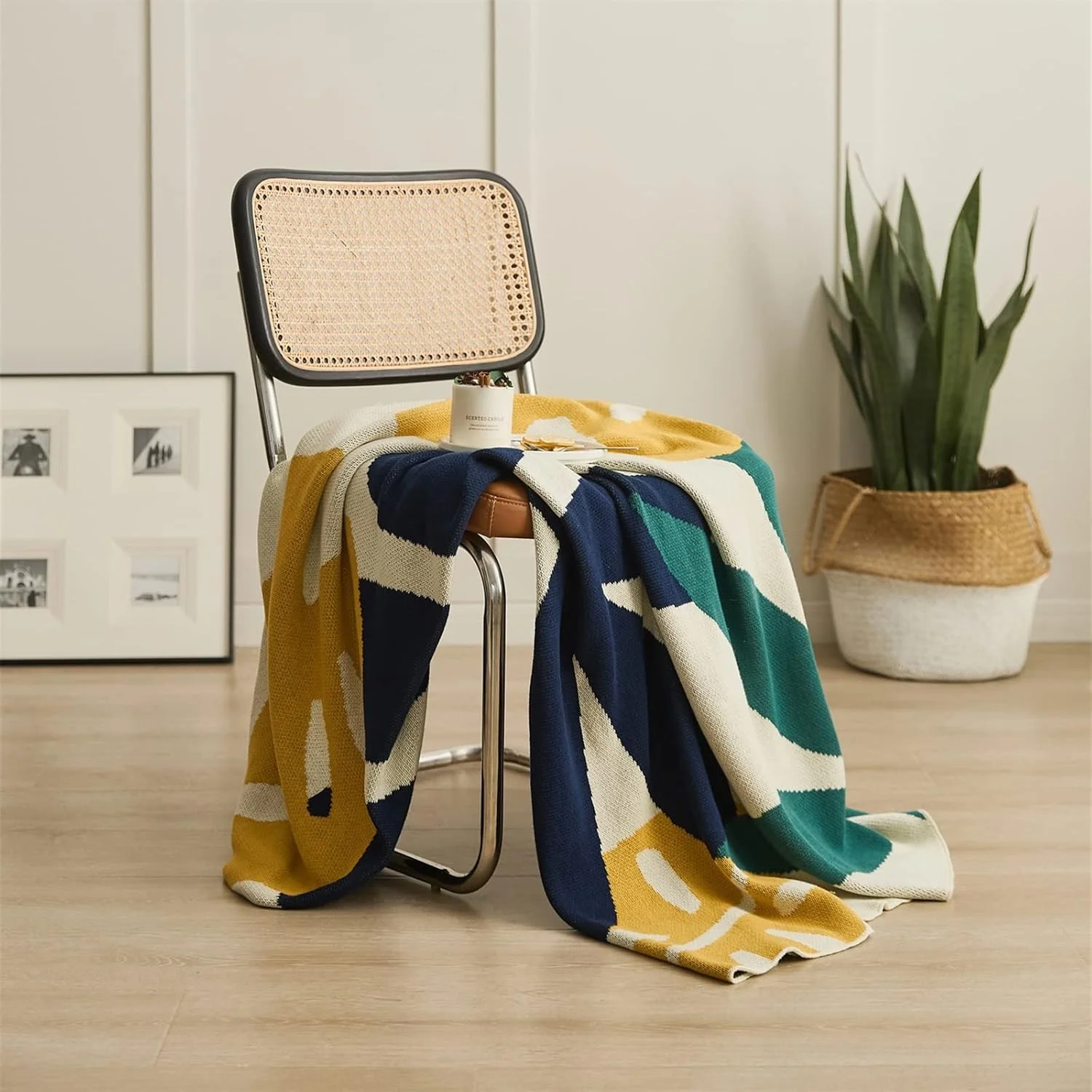 پتو بافتنی ژاکارد طرح برگ WMGSDWB، پتو نرم و کرکی پنبه ای، مناسب برای مبل اتاق نشیمن و تخت خواب، طرح تزئینی (Dawn)