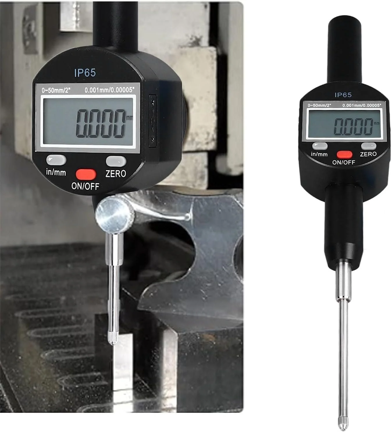 اندیکاتور دیجیتال الکترونیکی، ابزار تست میکرومتر دیجیتال با دقت بالا، گیج اندیکاتور میکرون، محدوده اندازه گیری 0-50.8 میلی متر، برای ماشینکاری، اندازه گیری دقیق