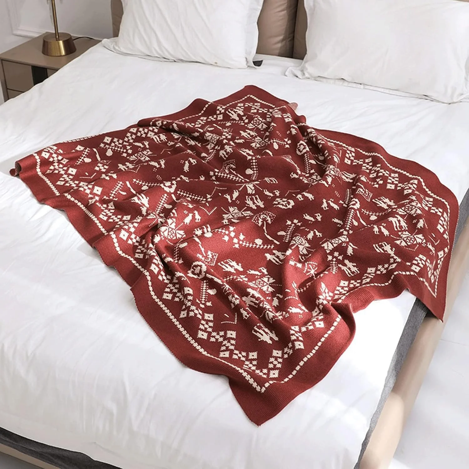 پتو بافتنی WMGSDWB، پتوی تزئینی کریسمس، پتوی مبل، پتوی تهویه مطبوع اداری، شال قرمز، پتوی چرت زدن، روکش مبل تختخواب