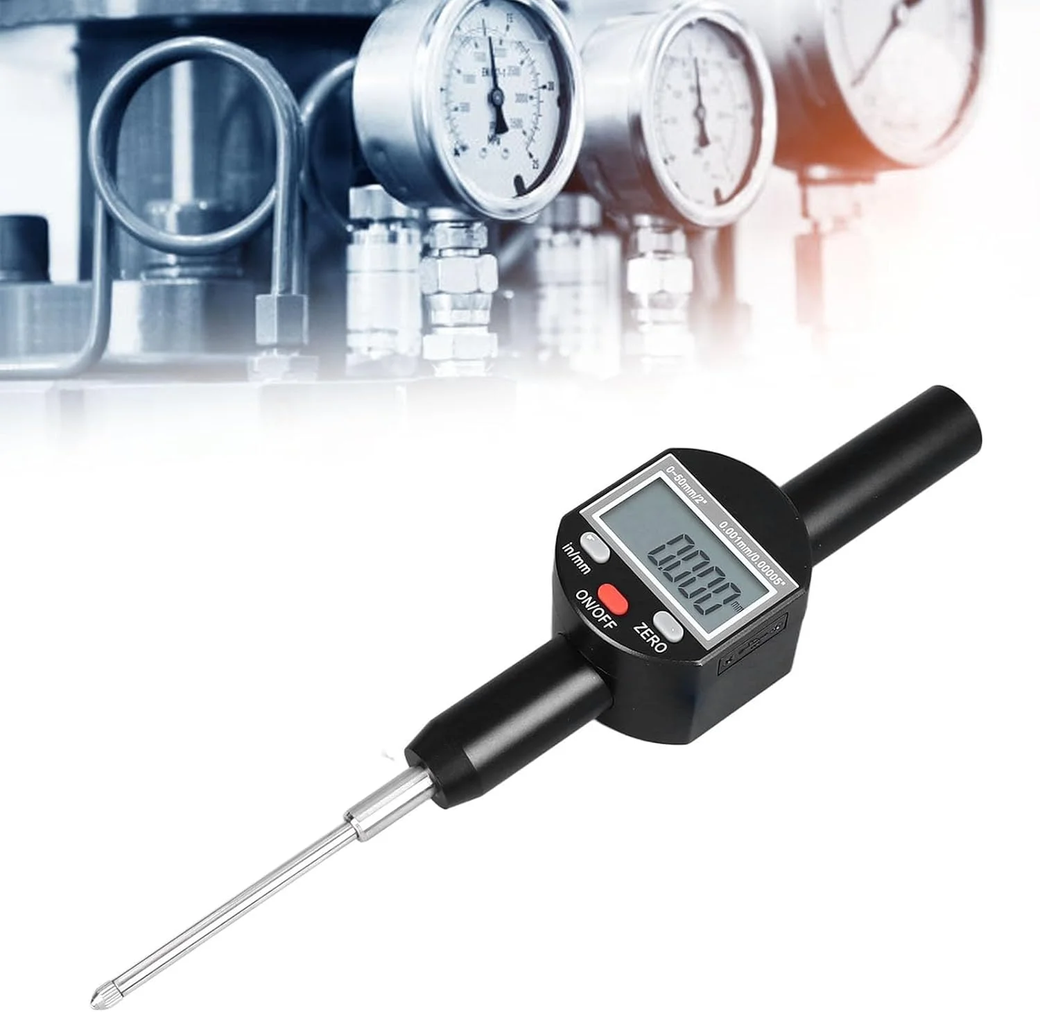 اندیکاتور دیجیتال الکترونیکی، ابزار تست میکرومتر دیجیتال با دقت بالا، گیج اندیکاتور میکرون، محدوده اندازه گیری 0-50.8 میلی متر، برای ماشینکاری، اندازه گیری دقیق