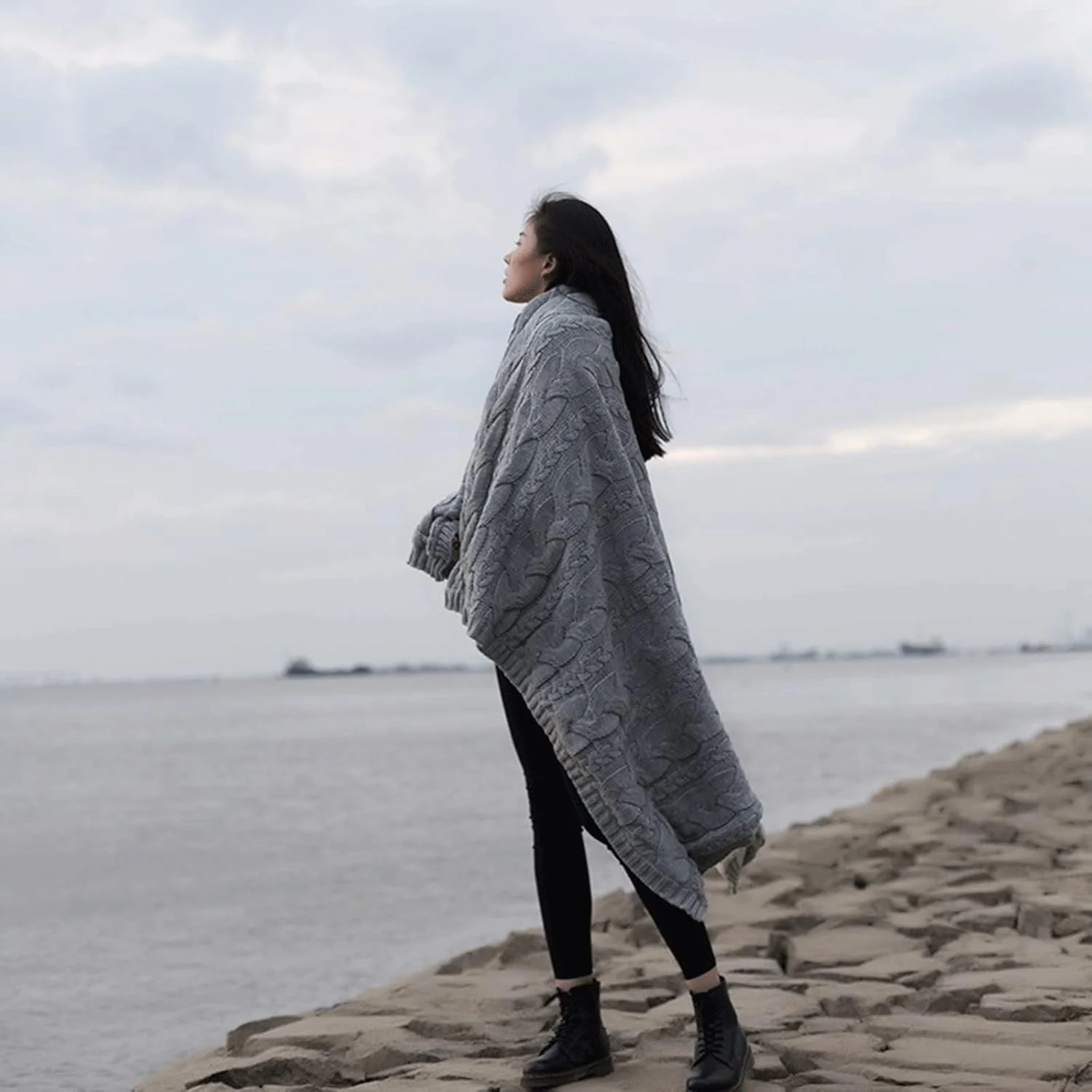 پتو WMGSDWB بافت کابلی راه راه پیچ خورده شرپا، پتو زمستانی گرم و ضخیم تزئینی خاکستری بافتنی برای تخت مبل (130x160 سانتی متر) پتو WMGSDWB بافت کابلی راه راه پیچ خورده شرپا، پتو زمستانی گرم و ضخیم تزئینی خاکستری بافتنی برای تخت مبل (130x160 سانتی متر)