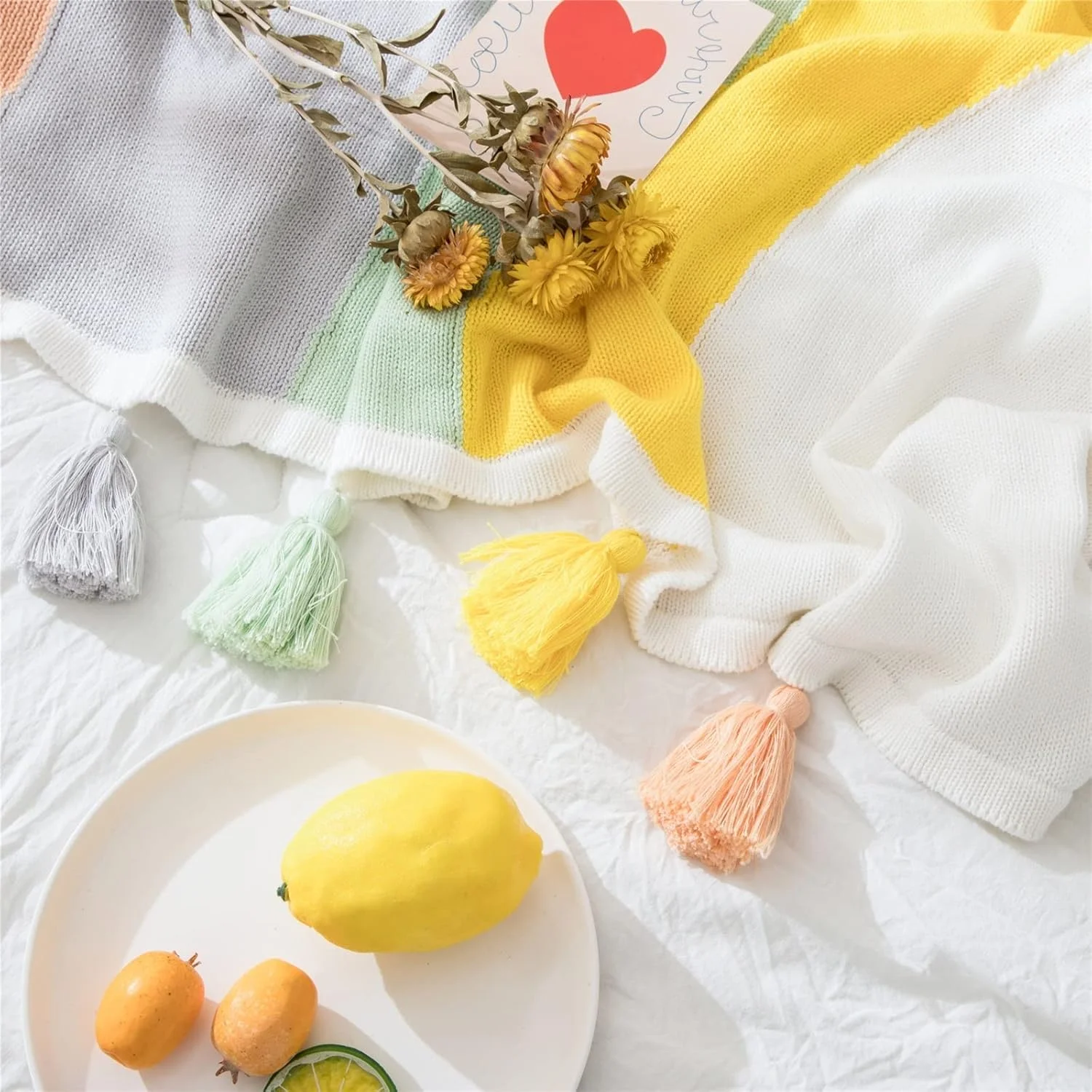 پتوهای WMGSDWB پتو تزئینی رنگین کمانی نرم و کرکی دکور اتاق پتوهای چهارخانه بافتنی پنبه ای بزرگسالان (130x160 سانتی متر)