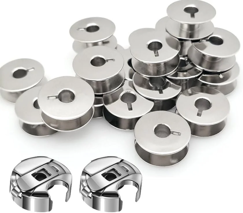 AMORNPHAN - 2 عدد قاب ماکو مدل L و 15 عدد ماسوره آلومینیومی مدل L سازگار با/جایگزین برای چرخ خیاطی های تک سوزنه قفل بخیه برند JUKI، برند CONSEW، برند Singer و برند Brother