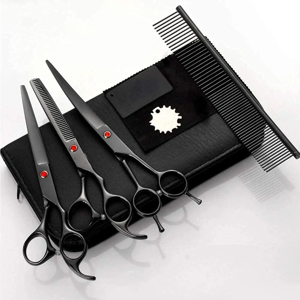 قیچی آرایشگری مو، ست حرفه ای آرایشگری مو 7 تکه + قیچی پیتاژ + کیت ها + شانه + شانه پیتاژ، قیچی آرایش سگ قیچی آرایشگری مو، ست حرفه ای آرایشگری مو 7 تکه + قیچی پیتاژ + کیت ها + شانه + شانه پیتاژ، قیچی آرایش سگ