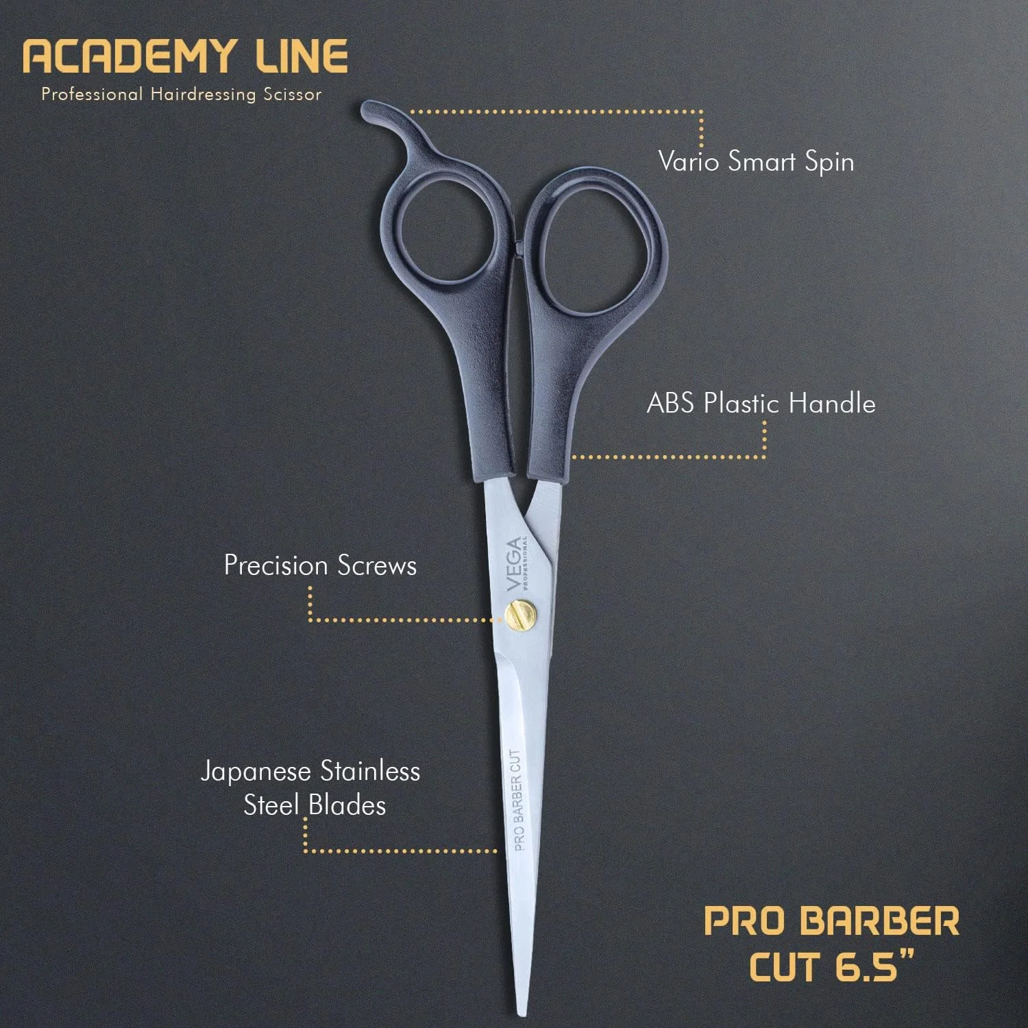 قیچی آرایشگری حرفه ای وگا مدل Pro Barber Cut 6.5 اینچ سری آکادمی (VPVSC-32) قیچی آرایشگری حرفه ای وگا مدل Pro Barber Cut 6.5 اینچ سری آکادمی (VPVSC-32)