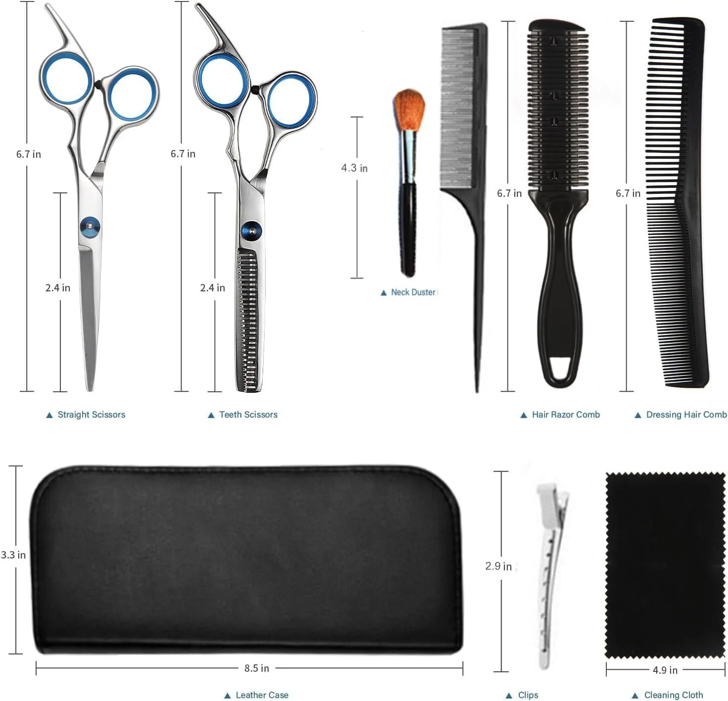 مجموعه قیچی آرایشگری 11 تکه YelaJoy - قیچی های حرفه ای استیل ضد زنگ، قیچی های آرایشگری، قیچی های پیتاژ با تیغه های تیز، مناسب برای آرایشگران، مدل موی زنانه/مردانه