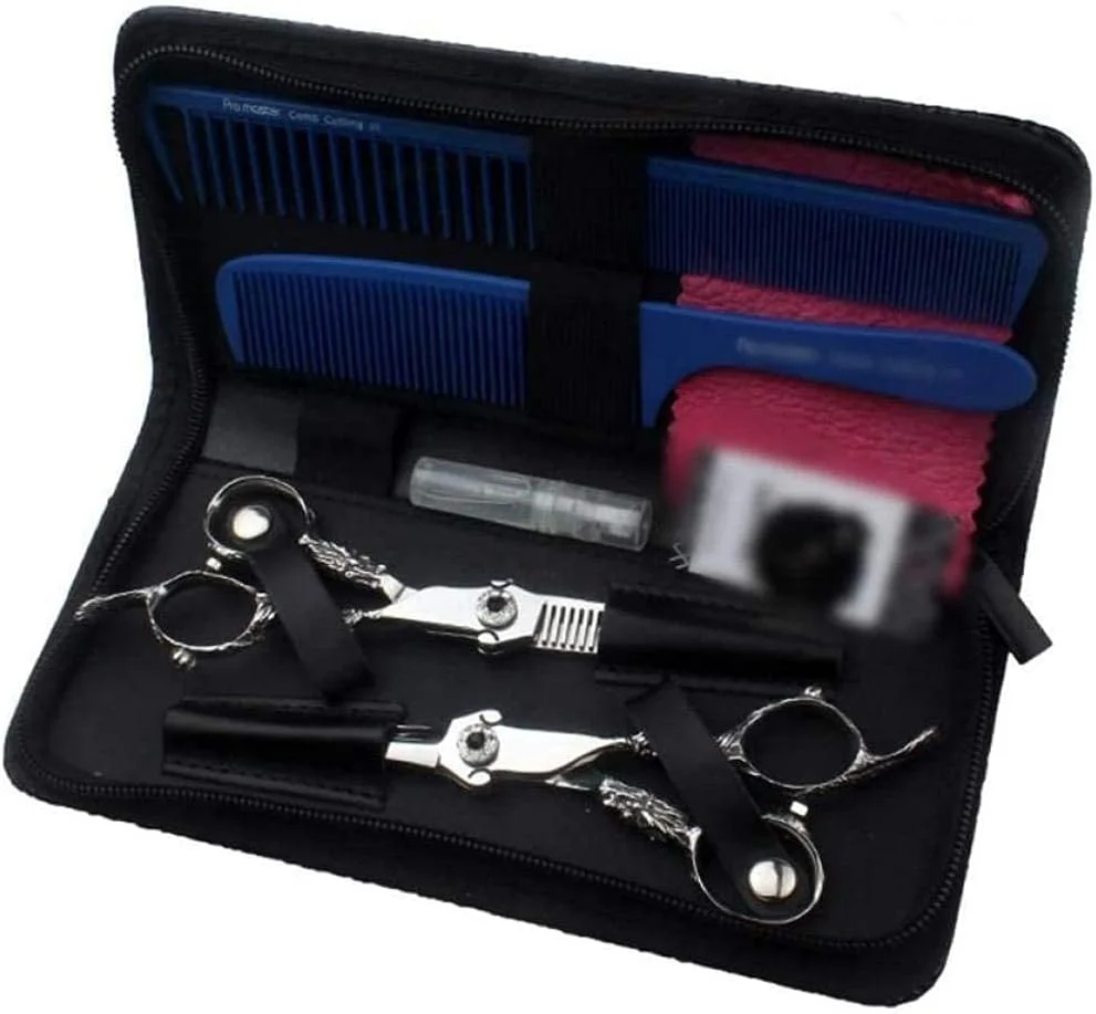 قیچی آرایشگری زاید، ست قیچی آرایشگری مشکی 6 اینچی تخت + دندانه دار، ابزار حرفه ای آرایشگری قیچی آرایشگر قیچی آرایشگری زاید، ست قیچی آرایشگری مشکی 6 اینچی تخت + دندانه دار، ابزار حرفه ای آرایشگری قیچی آرایشگر