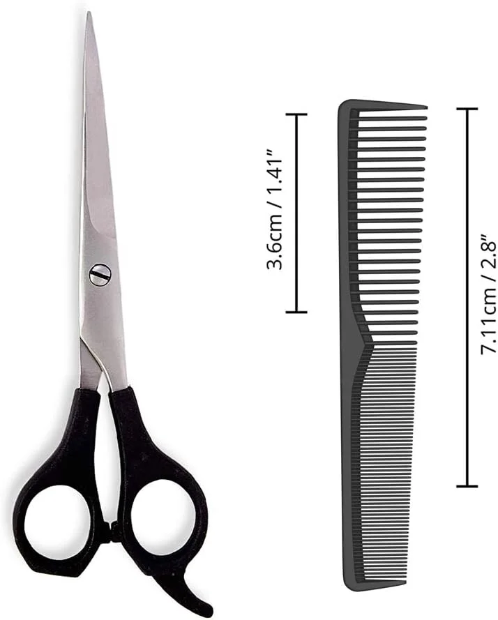 قیچی آرایشگری و شانه مو ورسیس (S-120 Comb-6924) مشکی برای اصلاح و مرتب کردن مو، ریش و سبیل (مشکی 6 اینچ) کربن آنتی استاتیک (1 قیچی و 1 شانه) قیچی آرایشگری و شانه مو ورسیس (S-120 Comb-6924) مشکی برای اصلاح و مرتب کردن مو، ریش و سبیل (مشکی 6 اینچ) کربن آنتی استاتیک (1 قیچی و 1 شانه)
