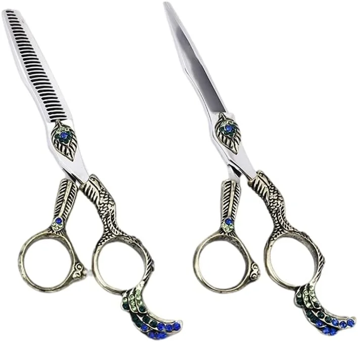قیچی آرایشگری مو، 6 اینچ فولاد ضد زنگ ژاپنی 440C، لوازم جانبی قیچی آرایشگری طاووسی، ست ابزار برش مو با کیف-B قیچی آرایشگری مو، 6 اینچ فولاد ضد زنگ ژاپنی 440C، لوازم جانبی قیچی آرایشگری طاووسی، ست ابزار برش مو با کیف-B