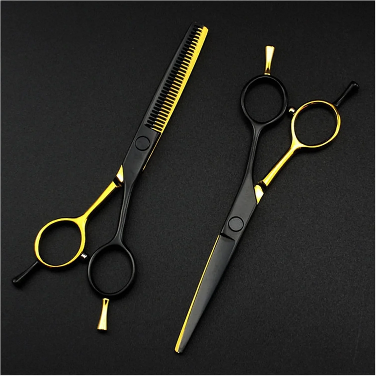 قیچی آرایشگری مو، 5.5 اینچ طلایی و مشکی، قیچی پیتاژ آرایشگری، آرایشگر، قیچی آرایشگری، قیچی پیرایش