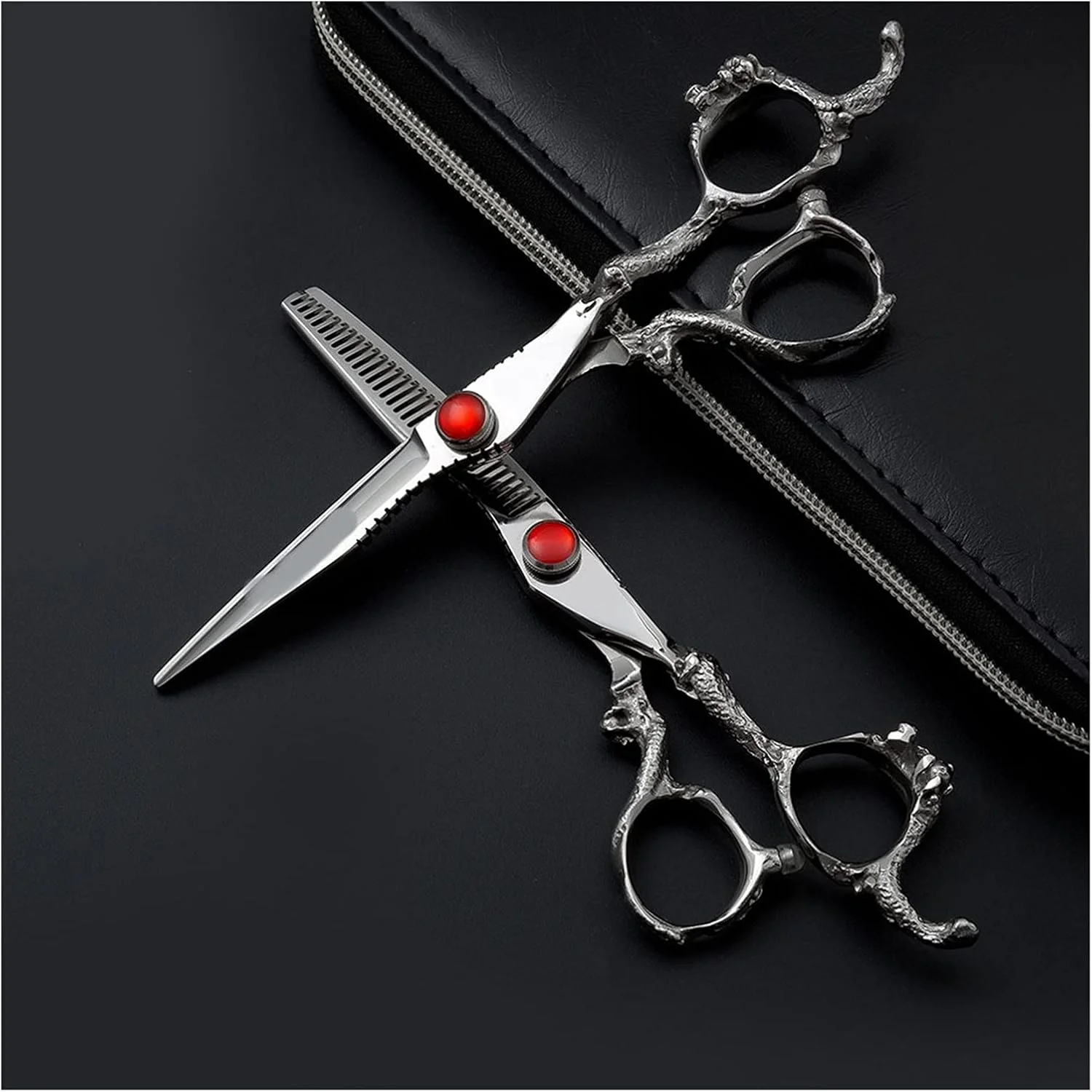 قیچی آرایشگری حرفه ای سالنی، قیچی اصلاح مو، قیچی پیتاژ، قیچی آرایشگری، قیچی اصلاح مو ضد لغزش، ست به همراه کیف