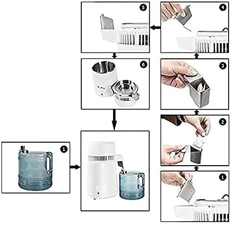 دستگاه تقطیر آب 4 لیتری WBJLG - دستگاه تقطیر آب خالص مناسب با مخزن داخلی و ذخیره آب استیل ضد زنگ برای خانواده آزمایشگاهی