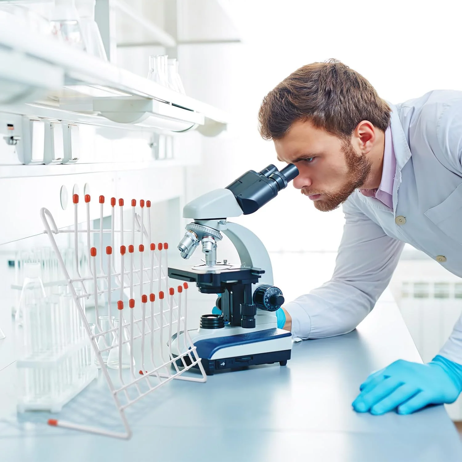 جای خشک کن آزمایشگاهی VILLCASE با 24 میخ، نگهدارنده زهکشی سیم فولادی برای نگهداری و تمیز کردن ظروف شیشه ای آزمایشگاهی، لوله های شیشه ای و بشر