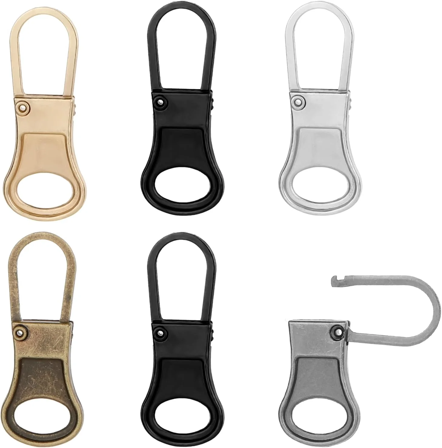 آویز زیپ جایگزین Aeaocvo، 6 عددی، آویز زیپ فلزی جداشدنی، کیت تعمیر زیپ برای چمدان، کوله پشتی، چکمه، کیف پول، کت، شلوار