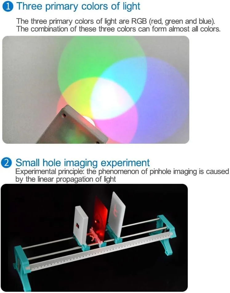 مجموعه آموزشی فیزیک نوری XOSHHS بدون نیاز به مونتاژ، نیمکت نوری تجهیزات آزمایشگاهی با جعبه نگهداری، 30 قطعه لوازم جانبی تجهیزات آموزشی برای معلمان و دانش آموزان