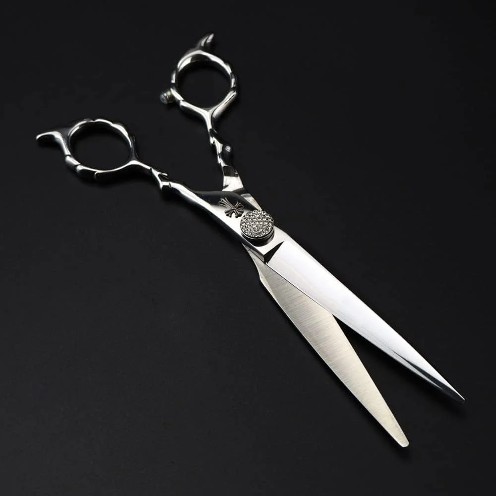 Barber Scissors Hair Cutting Scissors, 6.8Inch Jp 440C Steel Silver Scissor Cross Hair Scissors Cutting Barber Haircut Shears Hairdresser Scissors