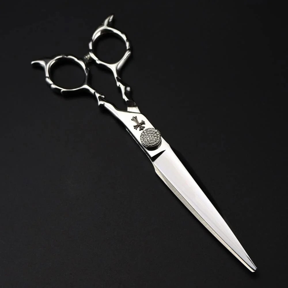 Barber Scissors Hair Cutting Scissors, 6.8Inch Jp 440C Steel Silver Scissor Cross Hair Scissors Cutting Barber Haircut Shears Hairdresser Scissors
