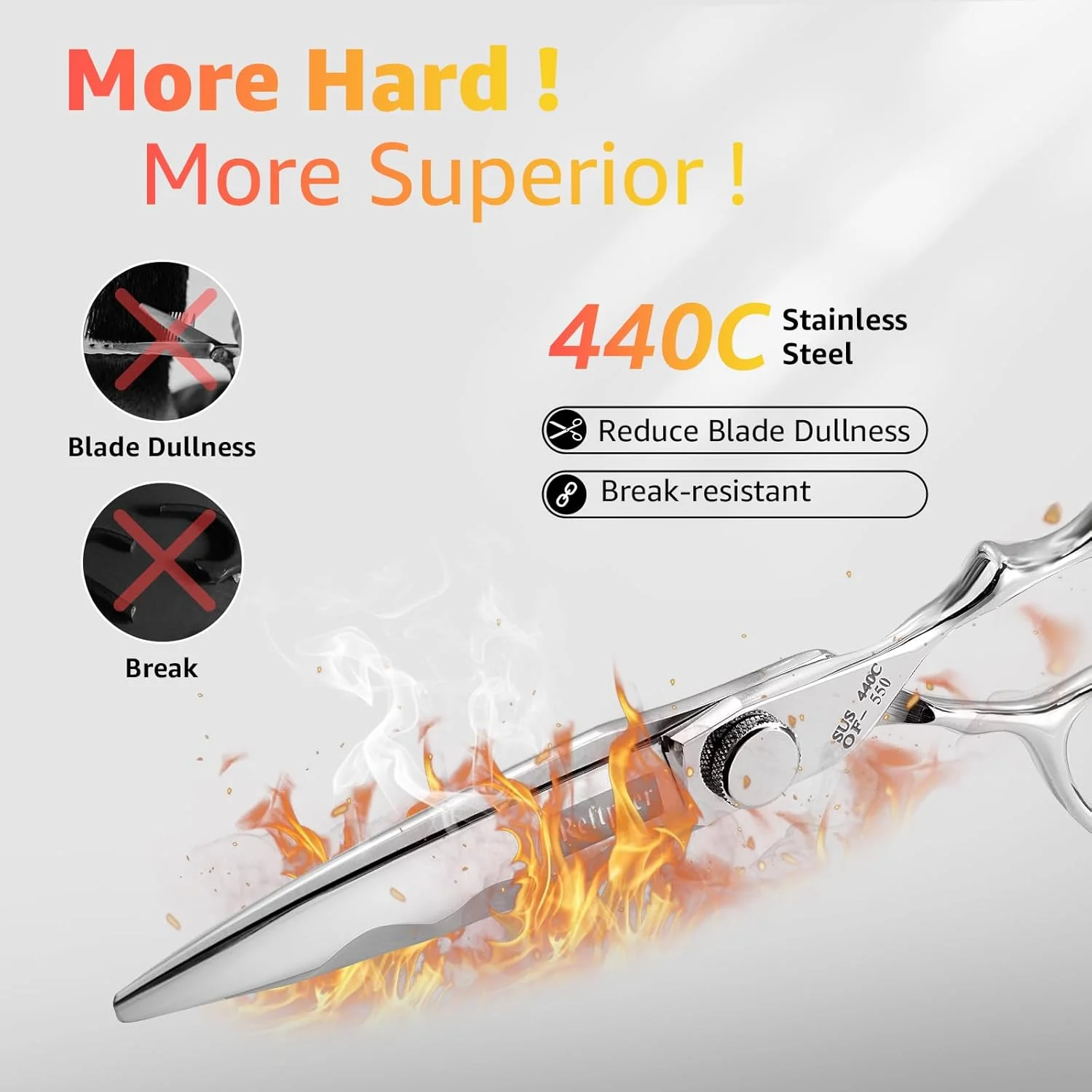 قیچی آرایشگری حرفه ای Reftpaer - قیچی آرایشگری فولاد ضد زنگ SUS440C با دسته ارگونومیک، تیغه های فوق العاده تیز برای سالن (مدرن، 5.5 اینچ) قیچی آرایشگری حرفه ای Reftpaer - قیچی آرایشگری فولاد ضد زنگ SUS440C با دسته ارگونومیک، تیغه های فوق العاده تیز برای سالن (مدرن، 5.5 اینچ)