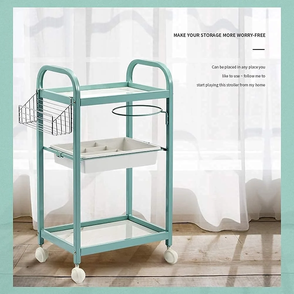 ترولی چرخدار CROKAI برای نگهداری لوازم آرایشی، سالن زیبایی، خدمات پزشکی، ترولی قابل حمل 3 طبقه برای تجهیزات آزمایشگاهی، ترولی ابزار هتل، ترولی آشپزخانه